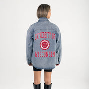 WISCONSIN BADGERS STYLES THE LIMIT MICRO-RHINESTONE DENIM OVERSHIRT