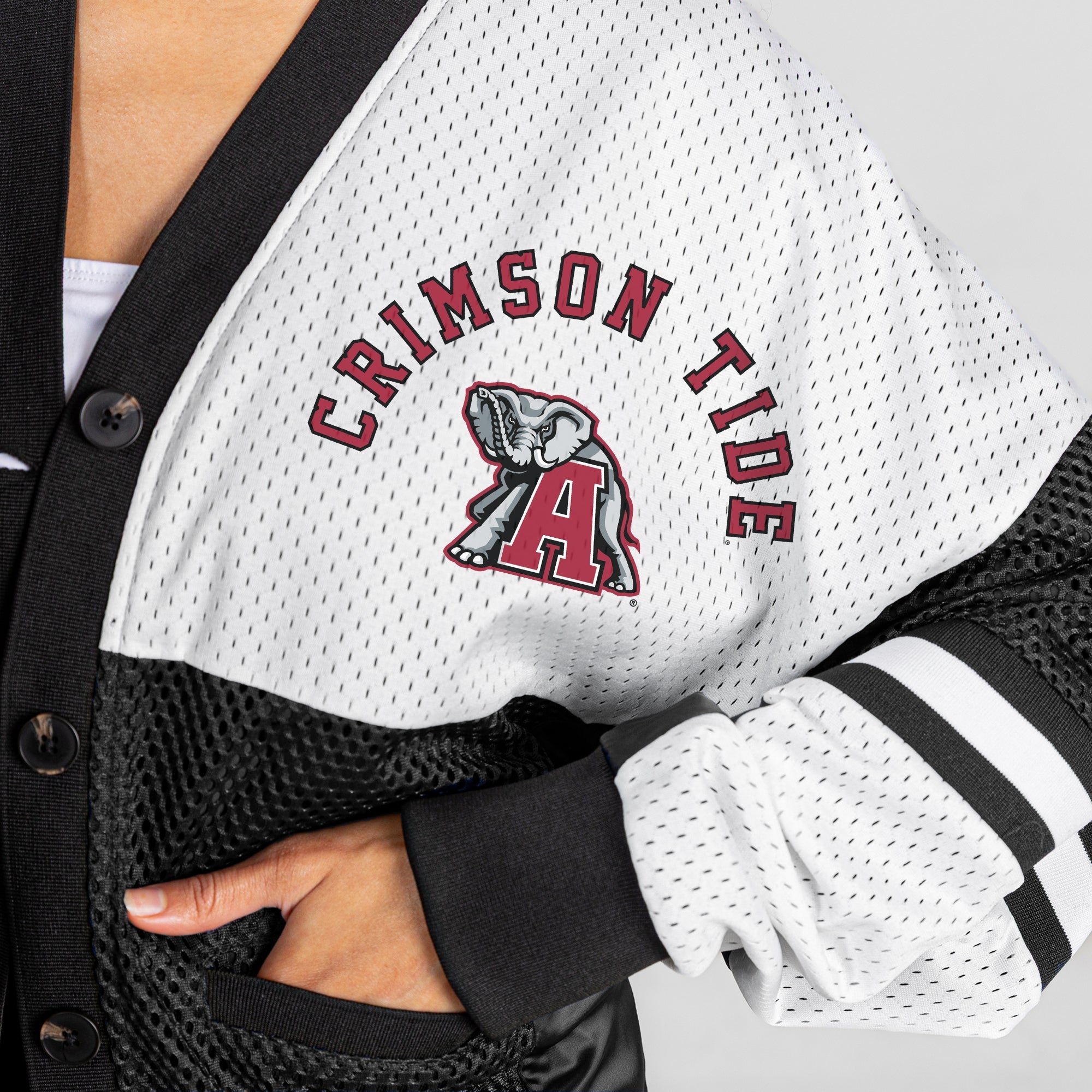 ALABAMA CRIMSON TIDE MVP ERA CONTRAST MESH CARDIGAN