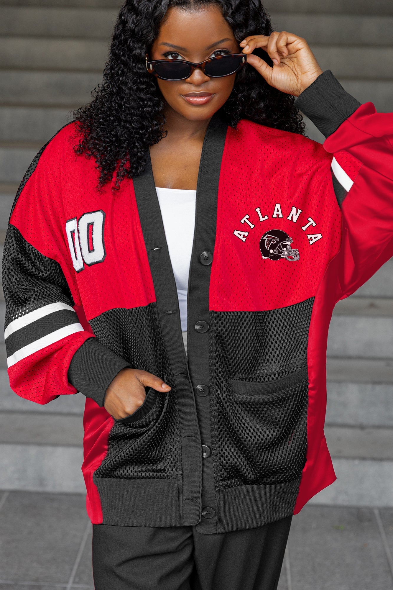 ATLANTA FALCONS MVP ERA CONTRAST MESH CARDIGAN