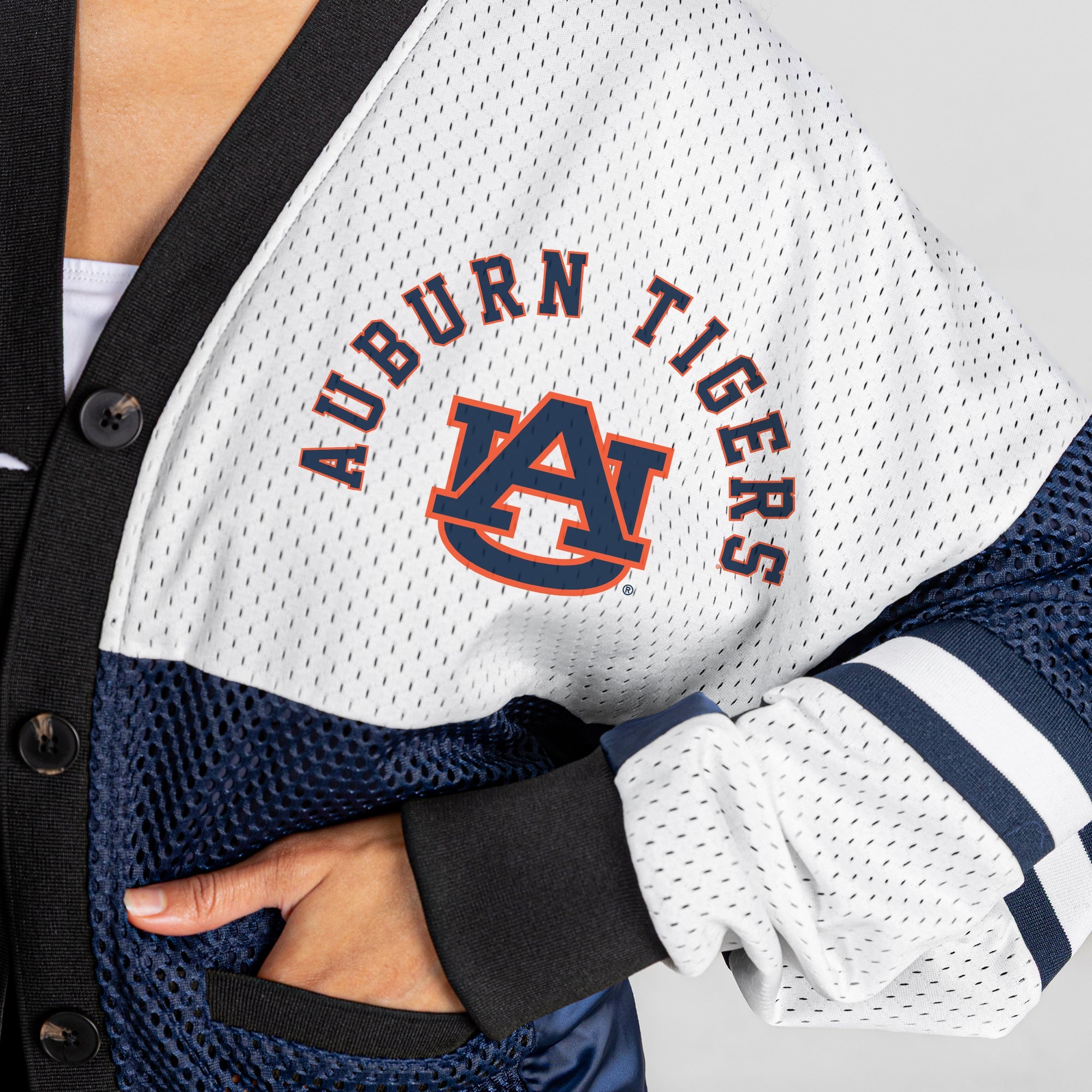 AUBURN TIGERS MVP ERA CONTRAST MESH CARDIGAN