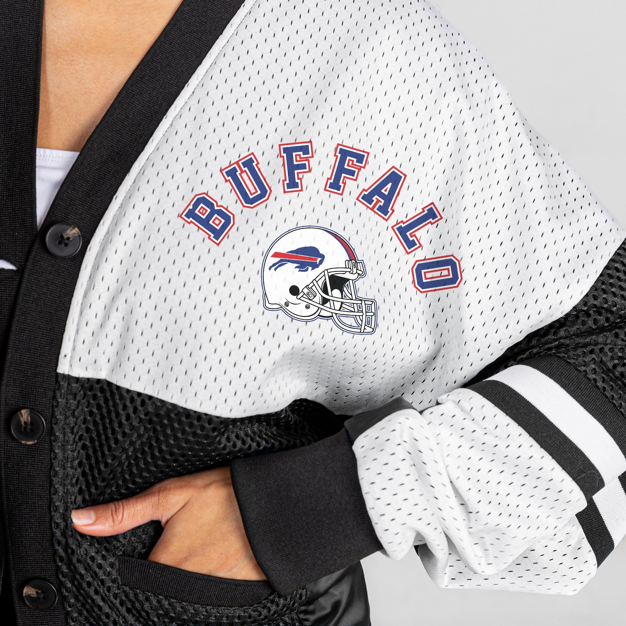 BUFFALO BILLS MVP ERA CONTRAST MESH CARDIGAN