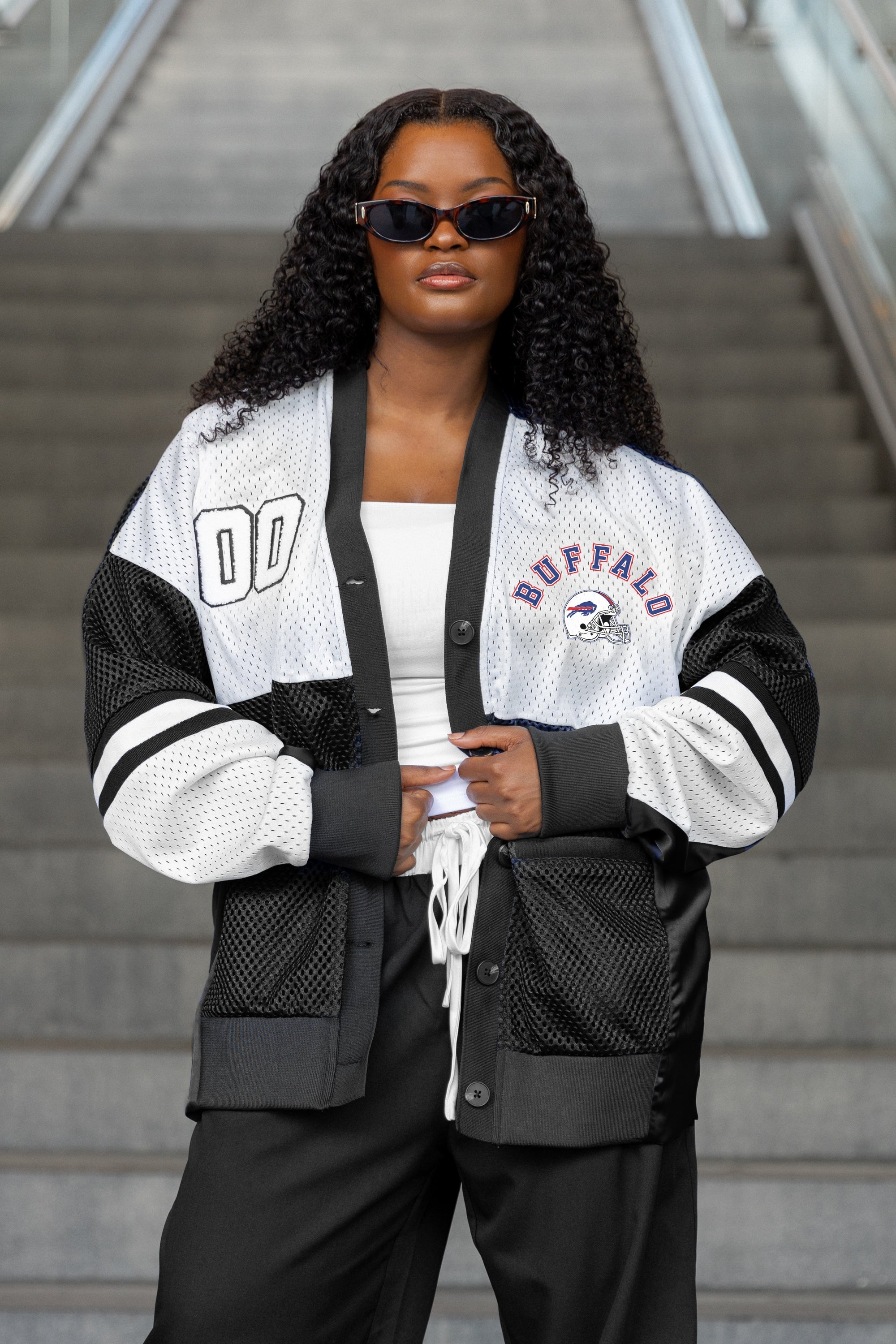 BUFFALO BILLS MVP ERA CONTRAST MESH CARDIGAN