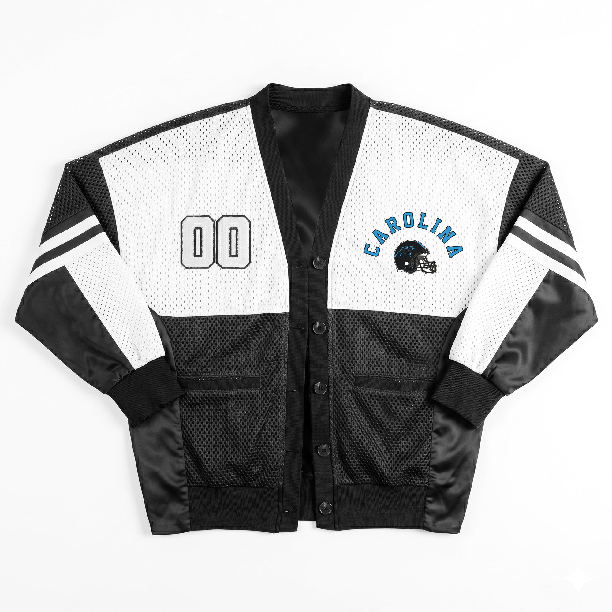 CAROLINA PANTHERS MVP ERA CONTRAST MESH CARDIGAN