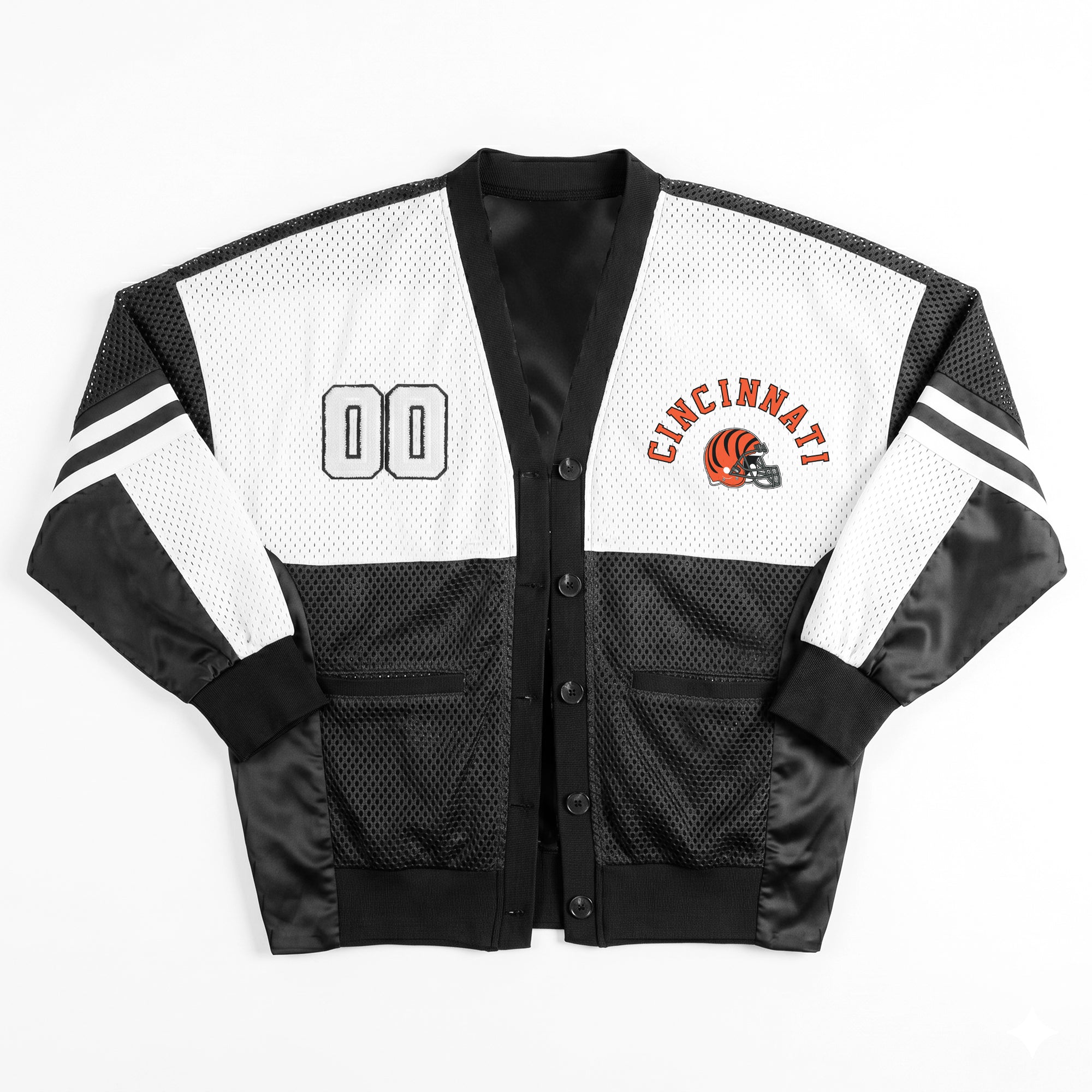 CINCINNATI BENGALS MVP ERA CONTRAST MESH CARDIGAN