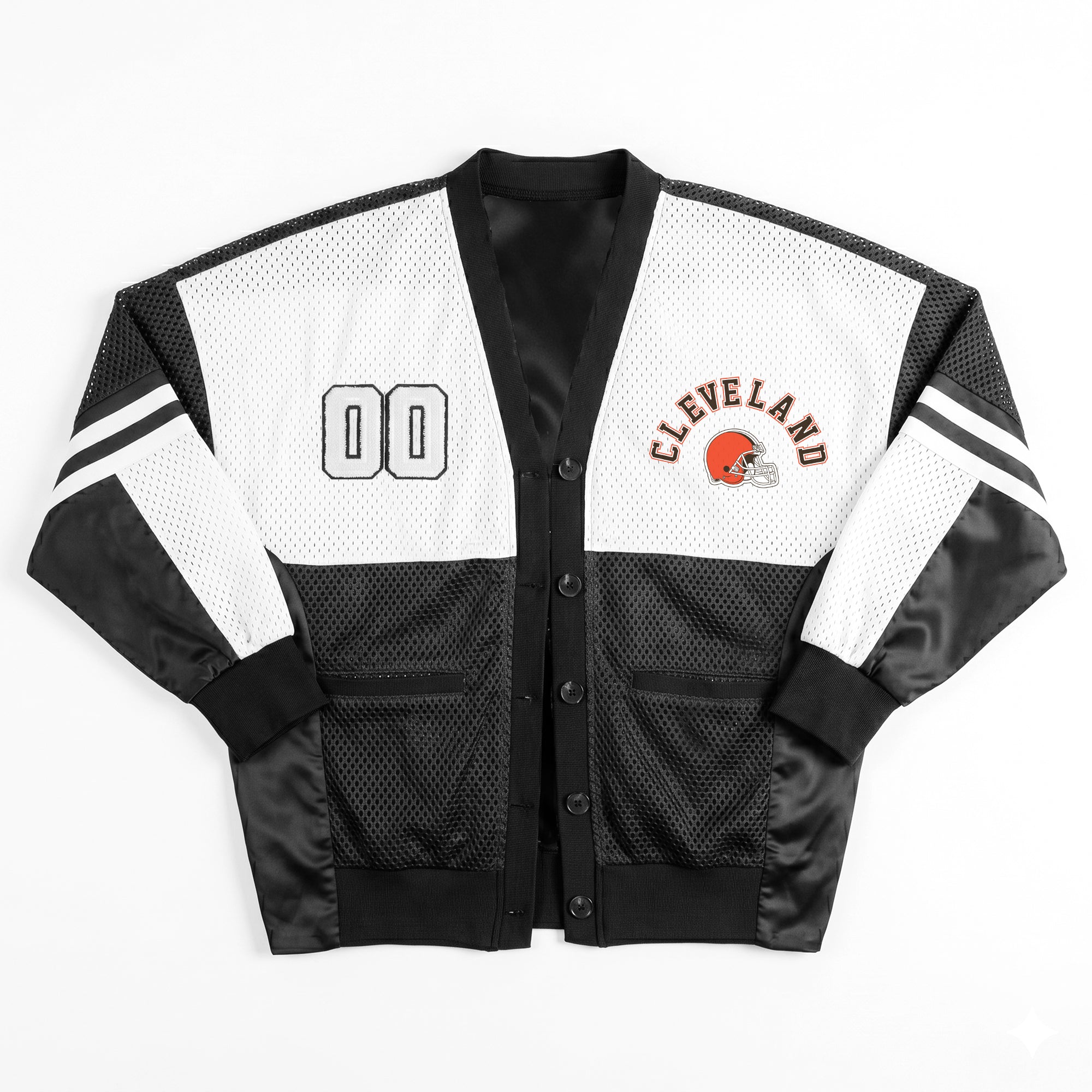 CLEVELAND BROWNS MVP ERA CONTRAST MESH CARDIGAN