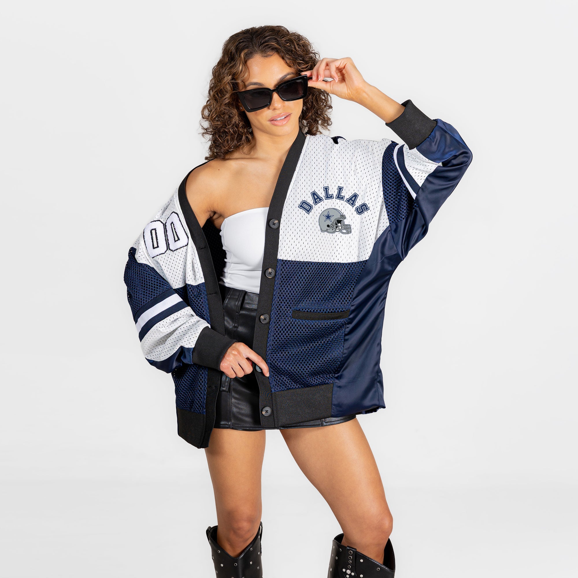 DALLAS COWBOYS MVP ERA CONTRAST MESH CARDIGAN