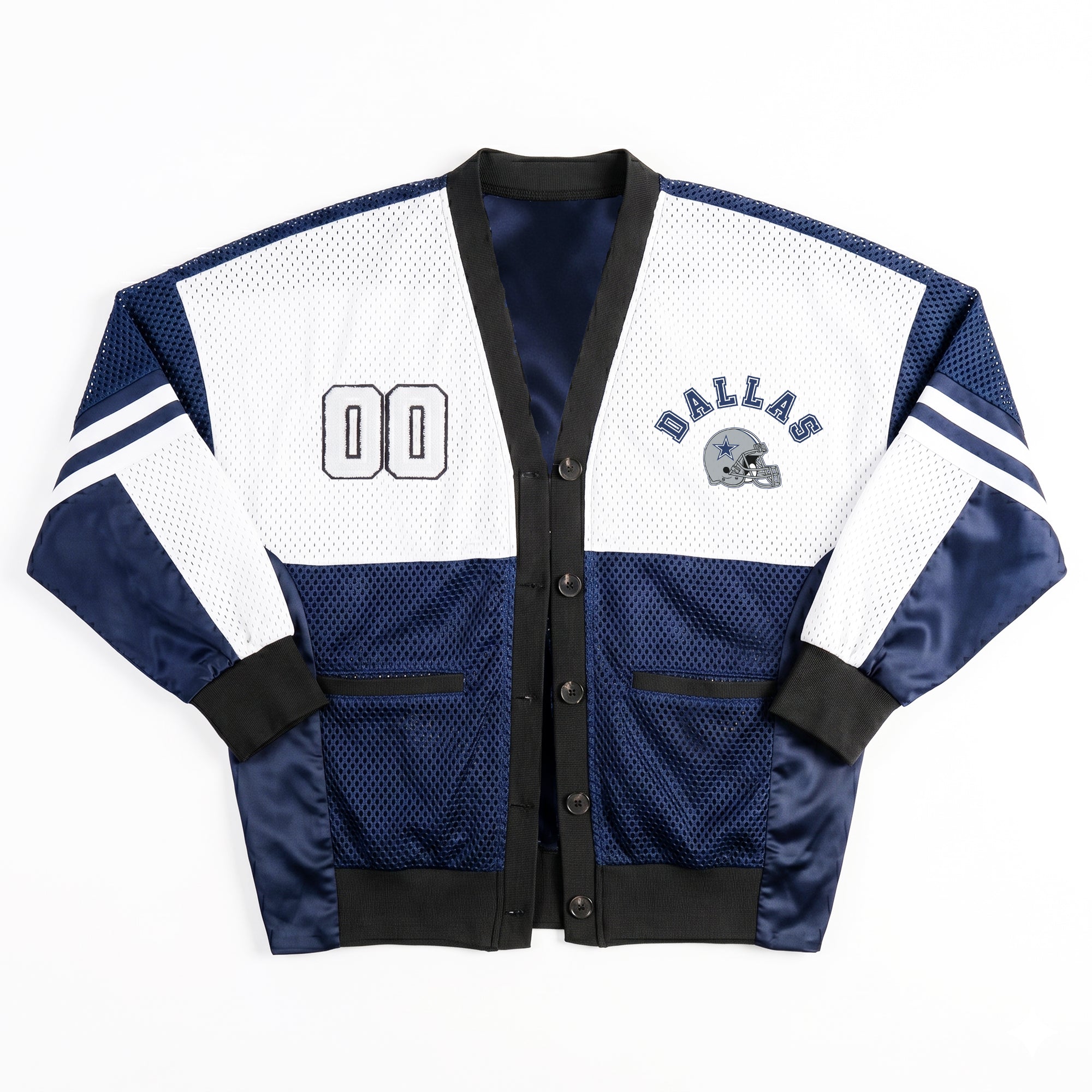 DALLAS COWBOYS MVP ERA CONTRAST MESH CARDIGAN