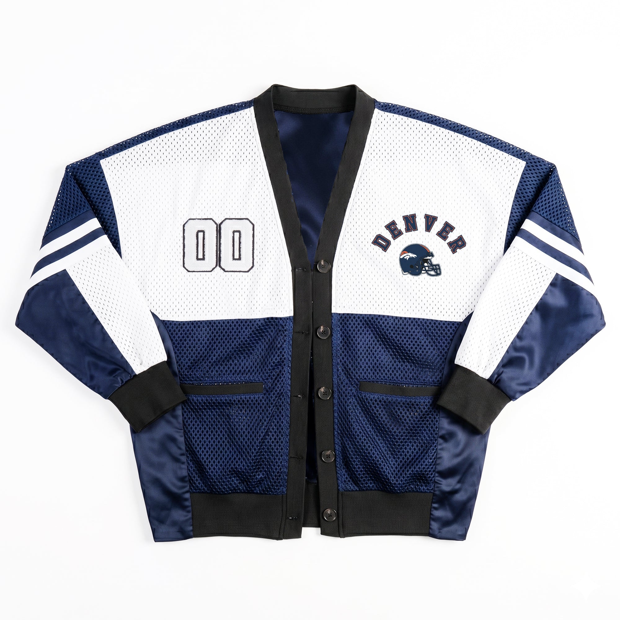 DENVER BRONCOS MVP ERA CONTRAST MESH CARDIGAN
