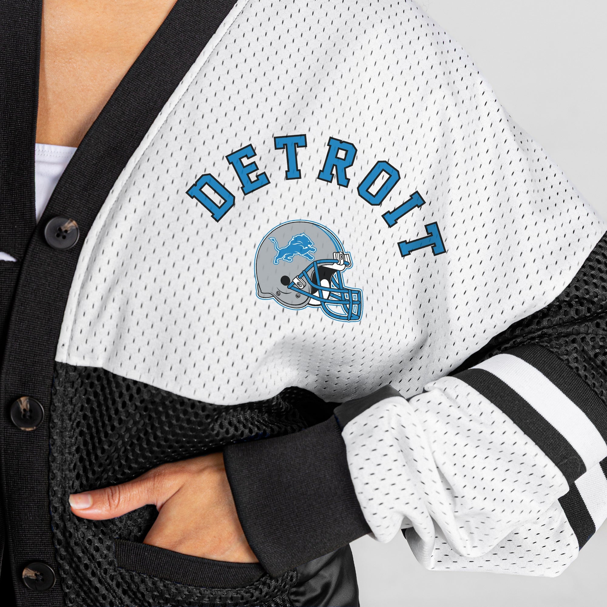 DETROIT LIONS MVP ERA CONTRAST MESH CARDIGAN