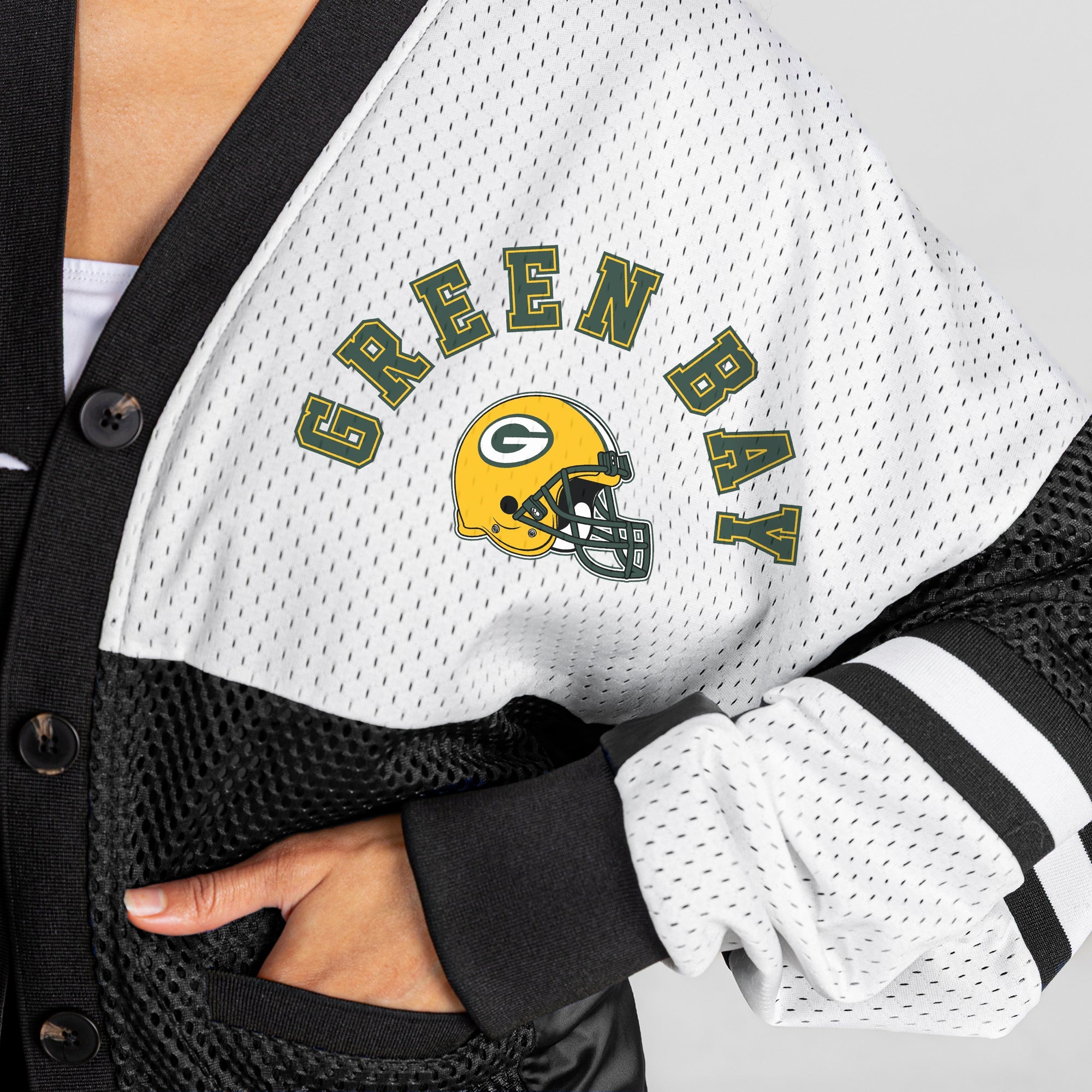 GREEN BAY PACKERS MVP ERA CONTRAST MESH CARDIGAN