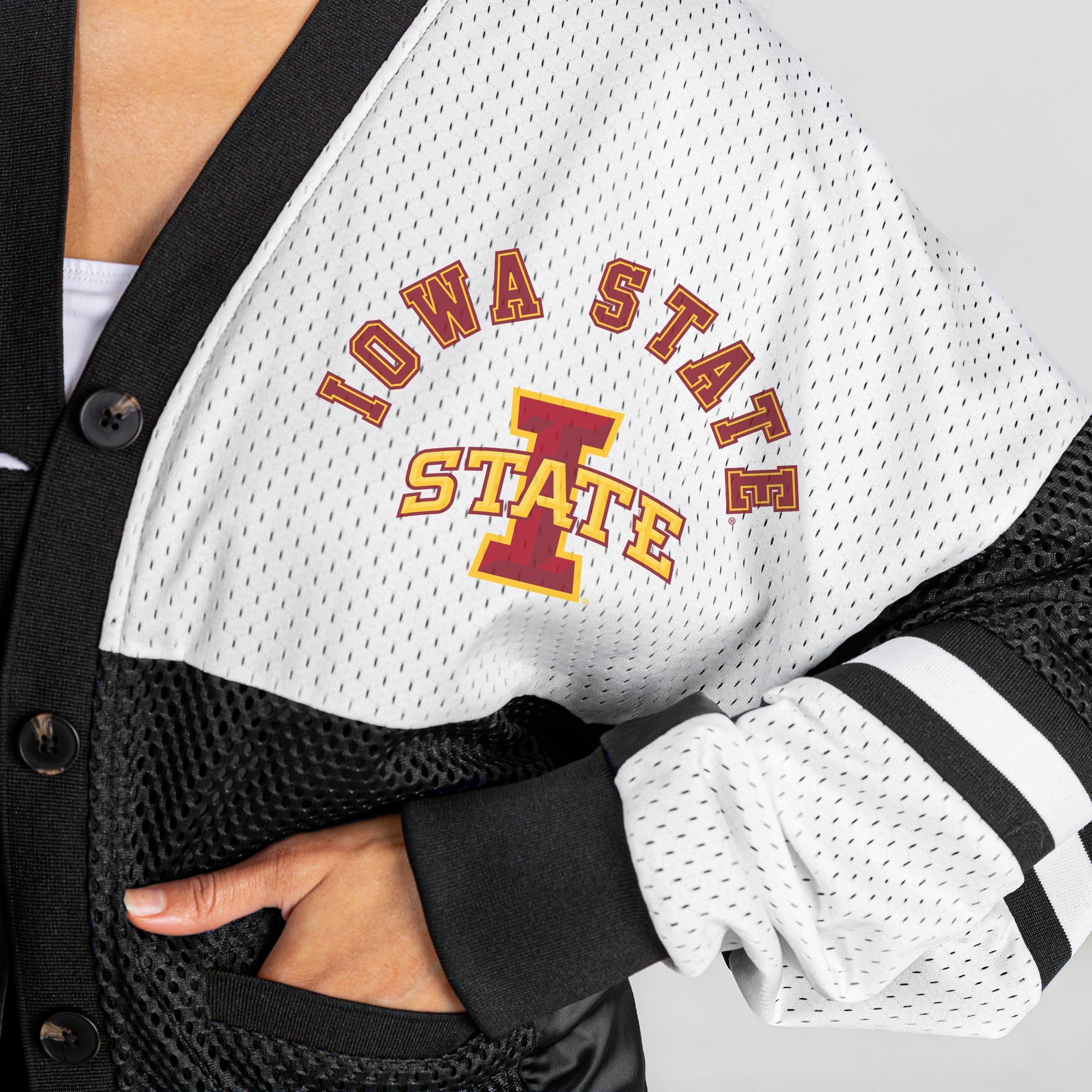 IOWA STATE CYCLONES MVP ERA CONTRAST MESH CARDIGAN