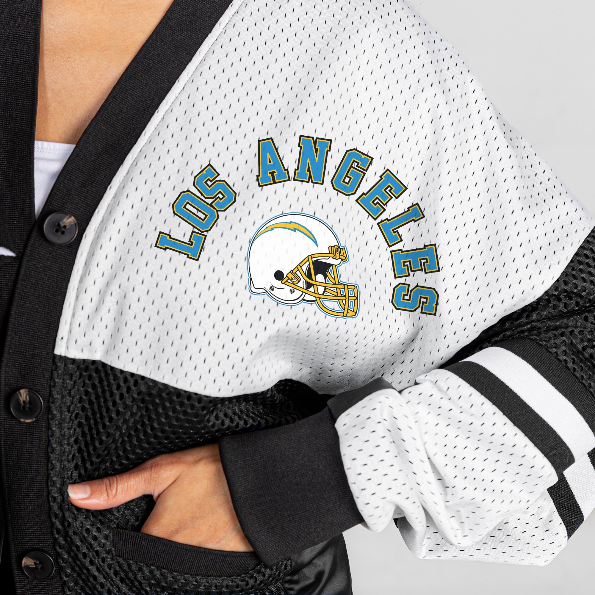 LOS ANGELES CHARGERS MVP ERA CONTRAST MESH CARDIGAN