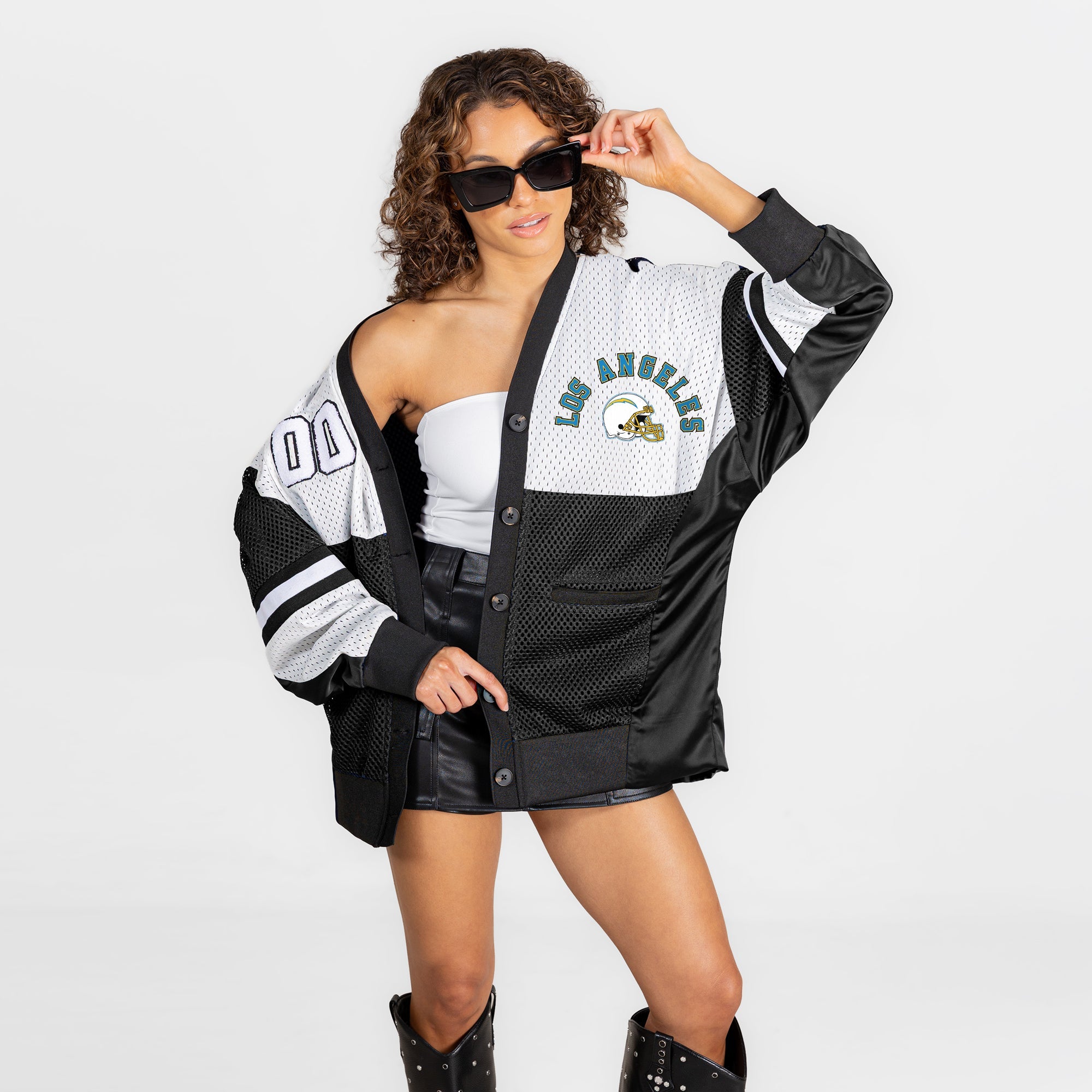 LOS ANGELES CHARGERS MVP ERA CONTRAST MESH CARDIGAN