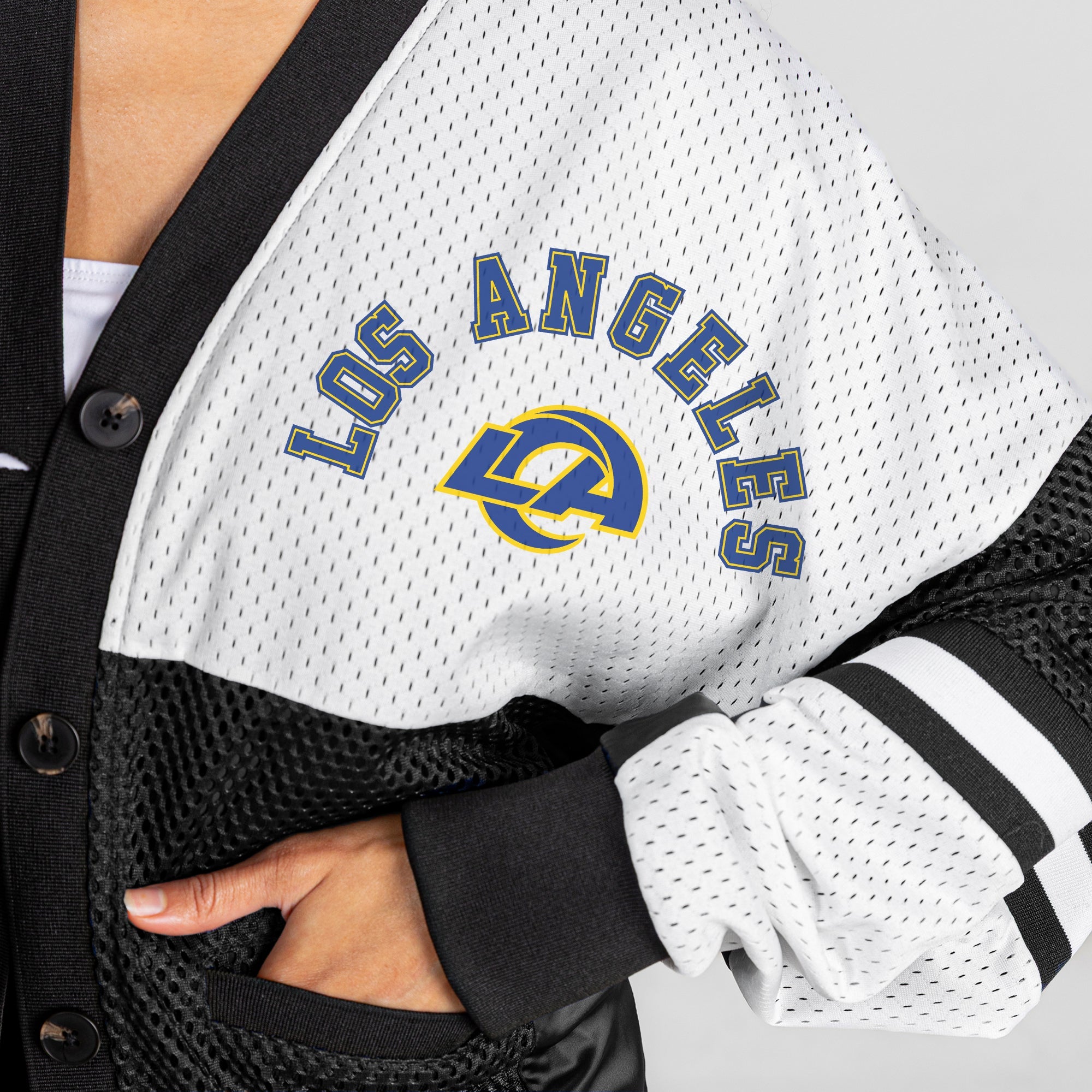 LOS ANGELES RAMS MVP ERA CONTRAST MESH CARDIGAN