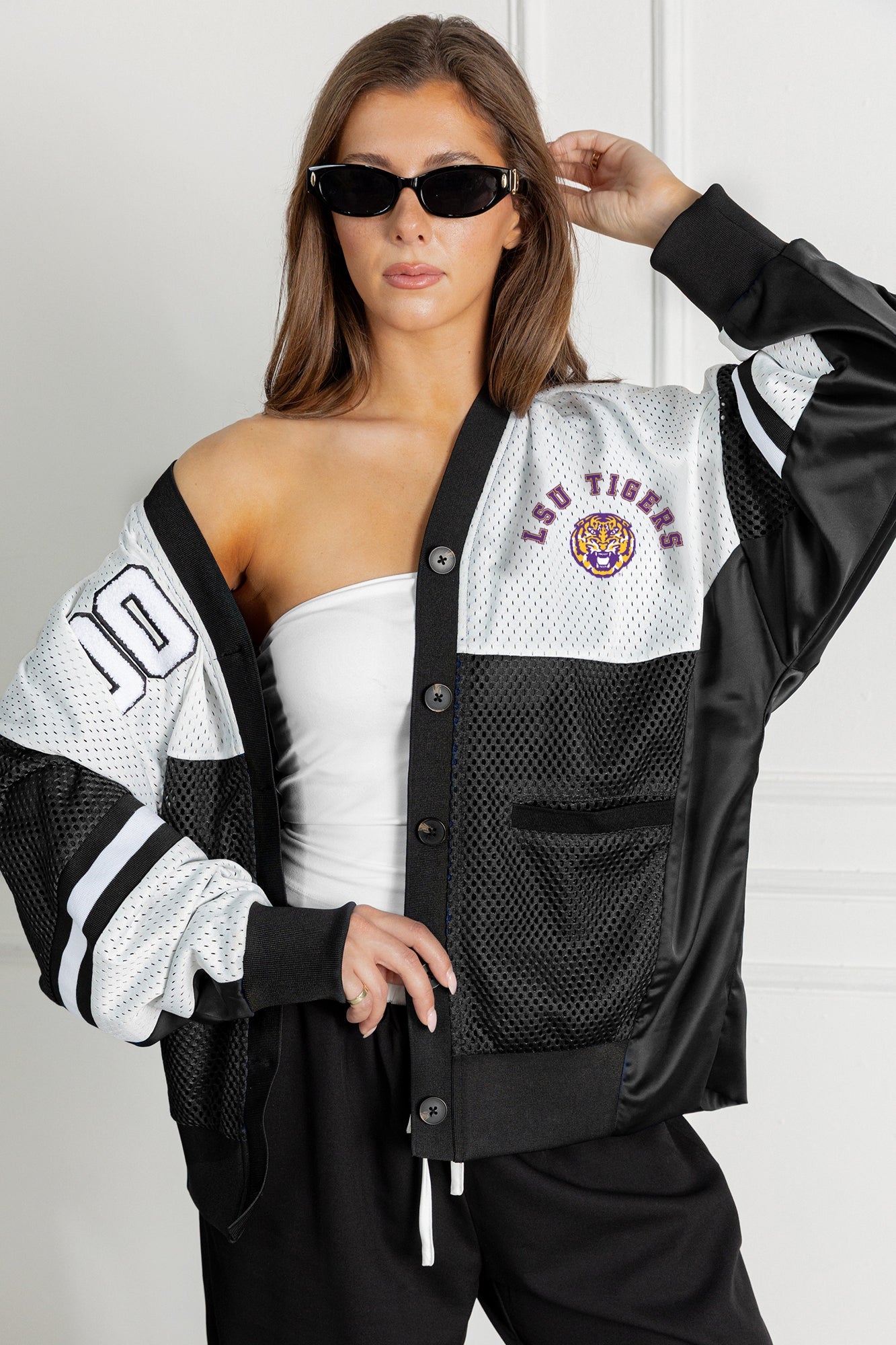 LSU TIGERS MVP ERA CONTRAST MESH CARDIGAN