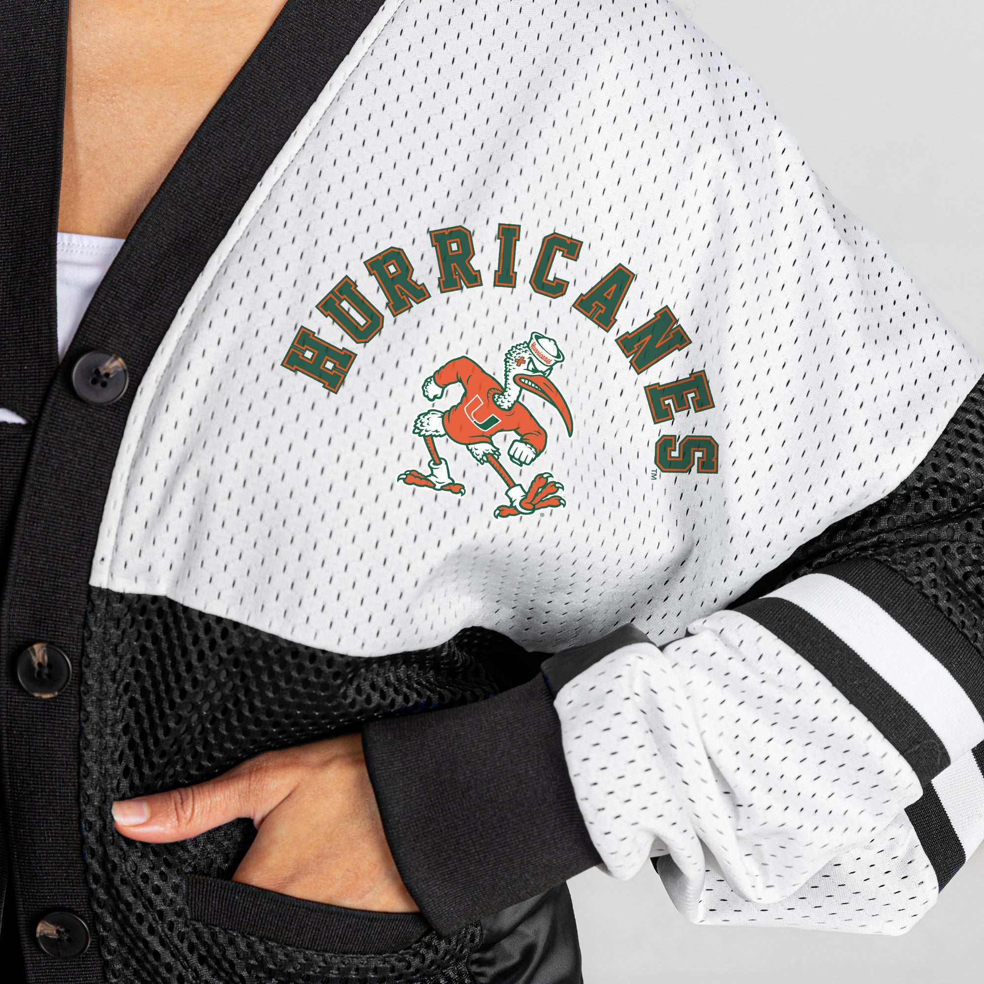 MIAMI HURRICANES MVP ERA CONTRAST MESH CARDIGAN