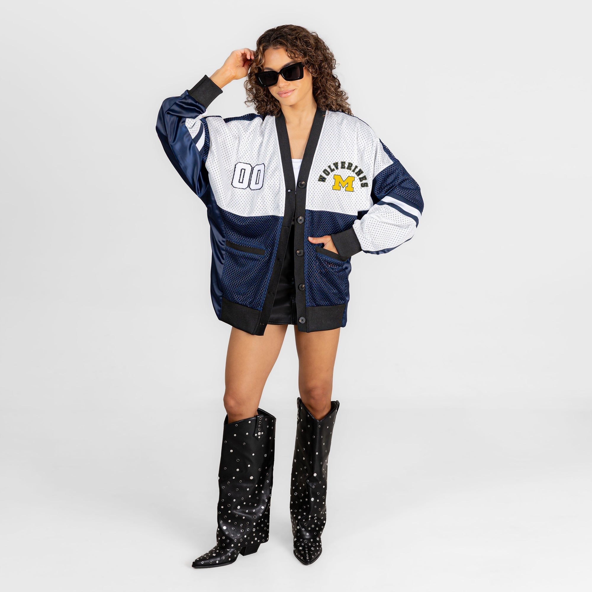 MICHIGAN WOLVERINES MVP ERA CONTRAST MESH CARDIGAN