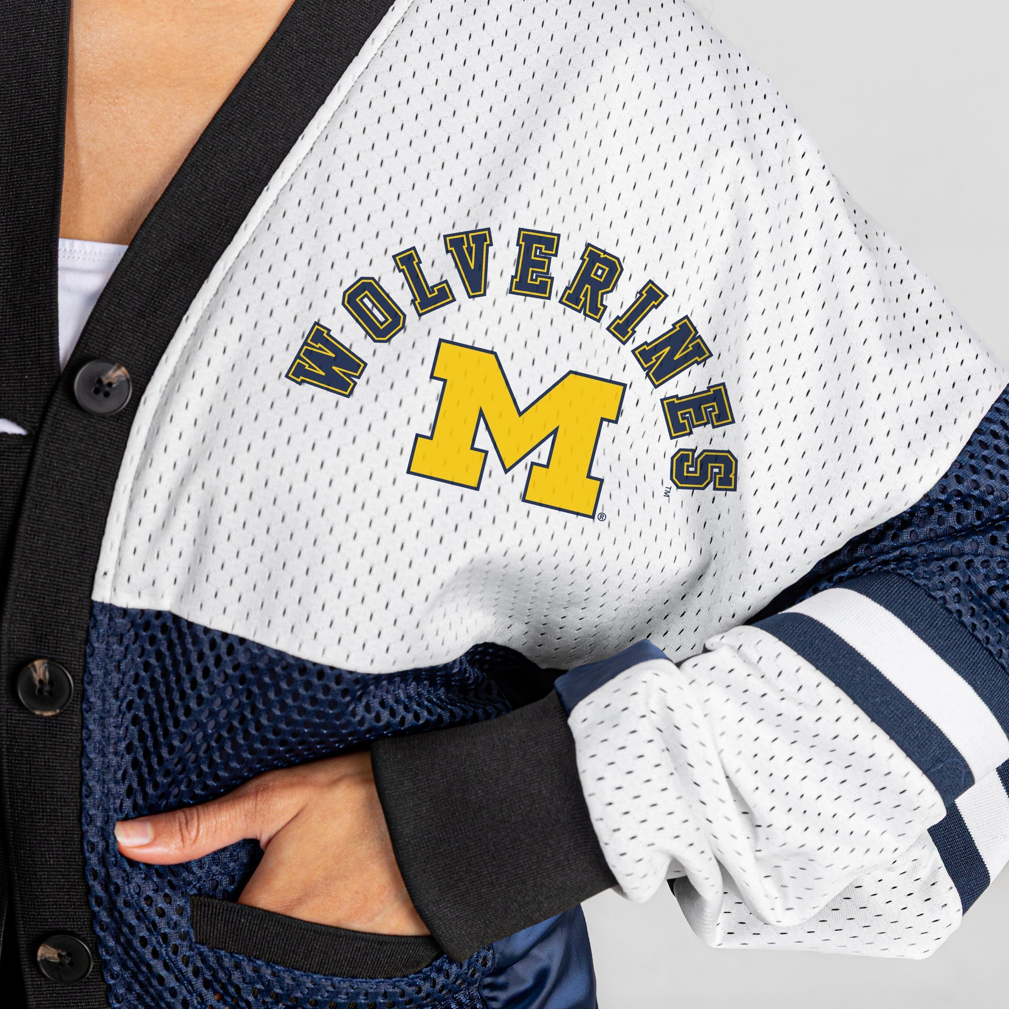 MICHIGAN WOLVERINES MVP ERA CONTRAST MESH CARDIGAN