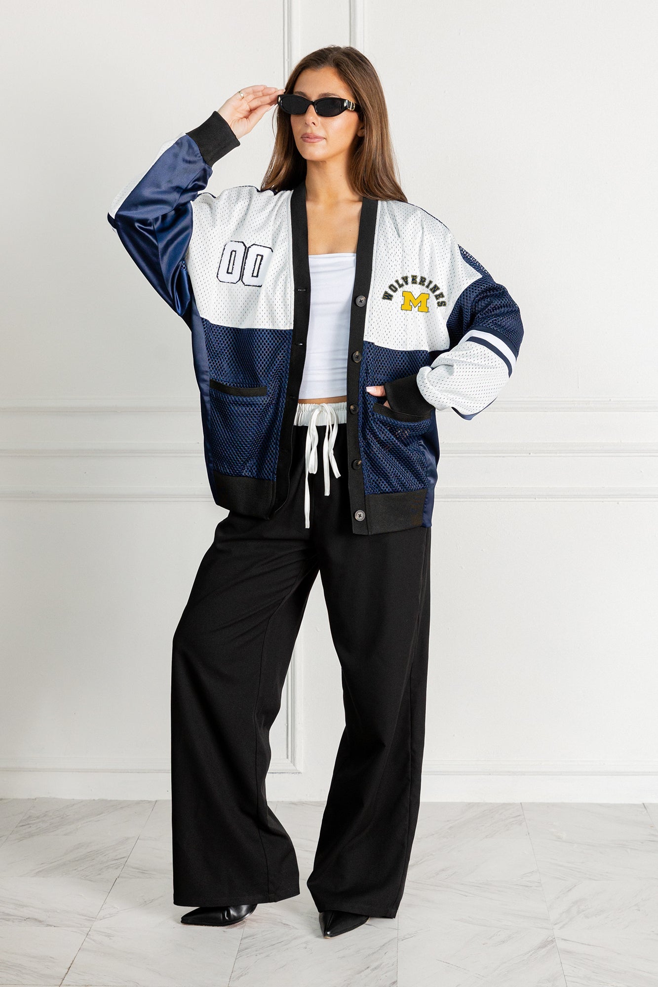 MICHIGAN WOLVERINES MVP ERA CONTRAST MESH CARDIGAN