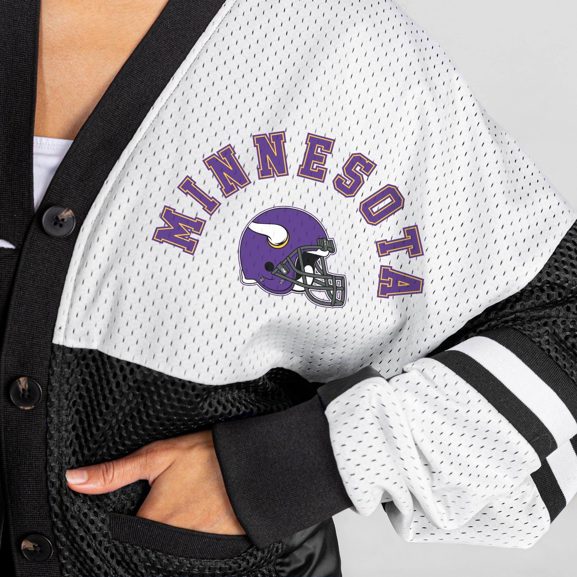 MINNESOTA VIKINGS MVP ERA CONTRAST MESH CARDIGAN