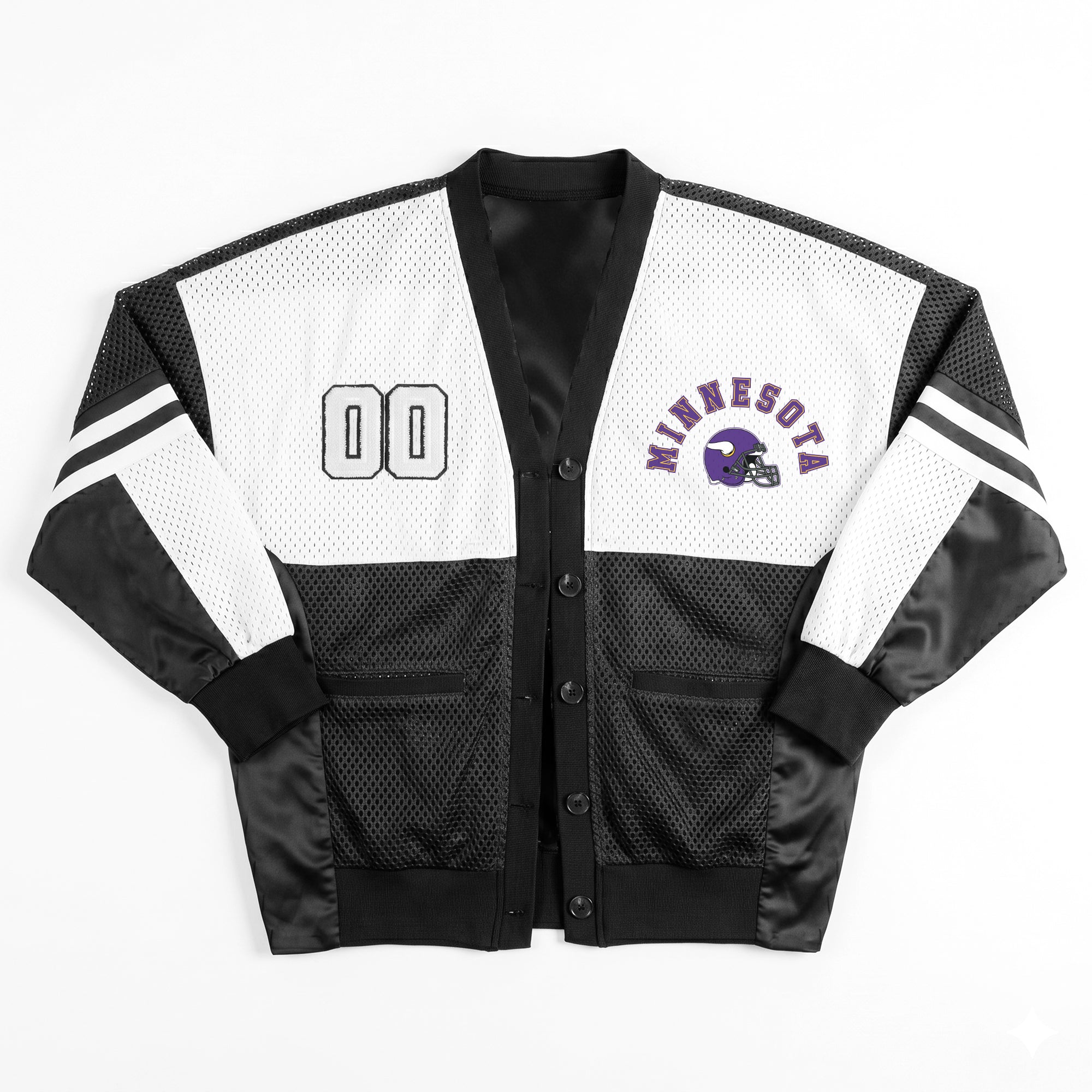 MINNESOTA VIKINGS MVP ERA CONTRAST MESH CARDIGAN