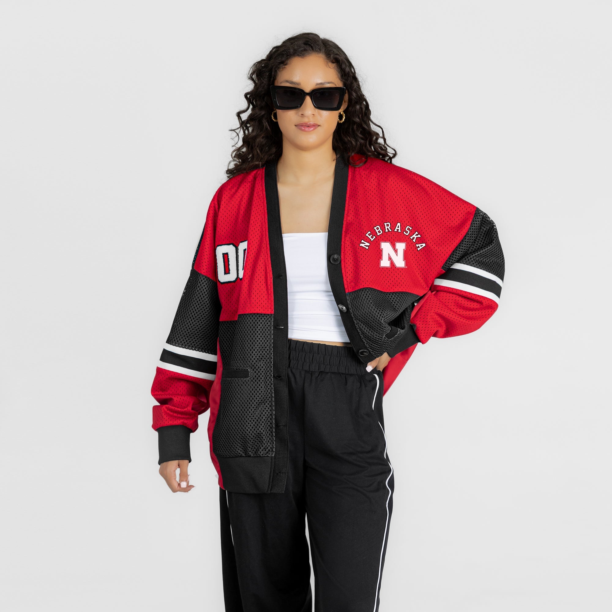 NEBRASKA CORNHUSKERS MVP ERA CONTRAST MESH CARDIGAN