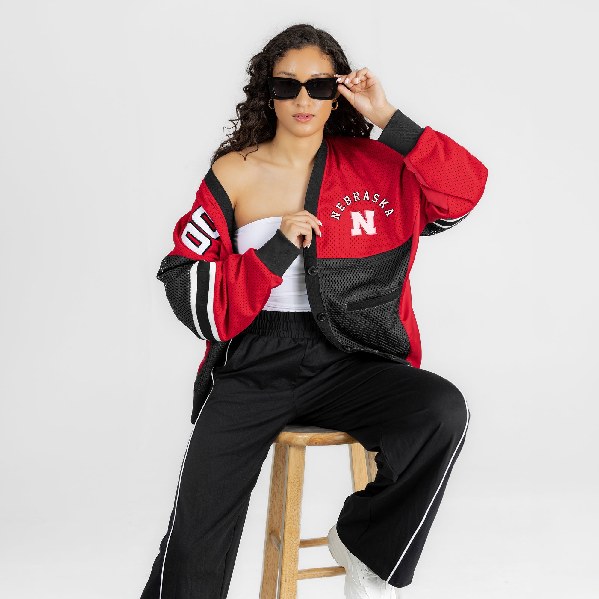 NEBRASKA CORNHUSKERS MVP ERA CONTRAST MESH CARDIGAN
