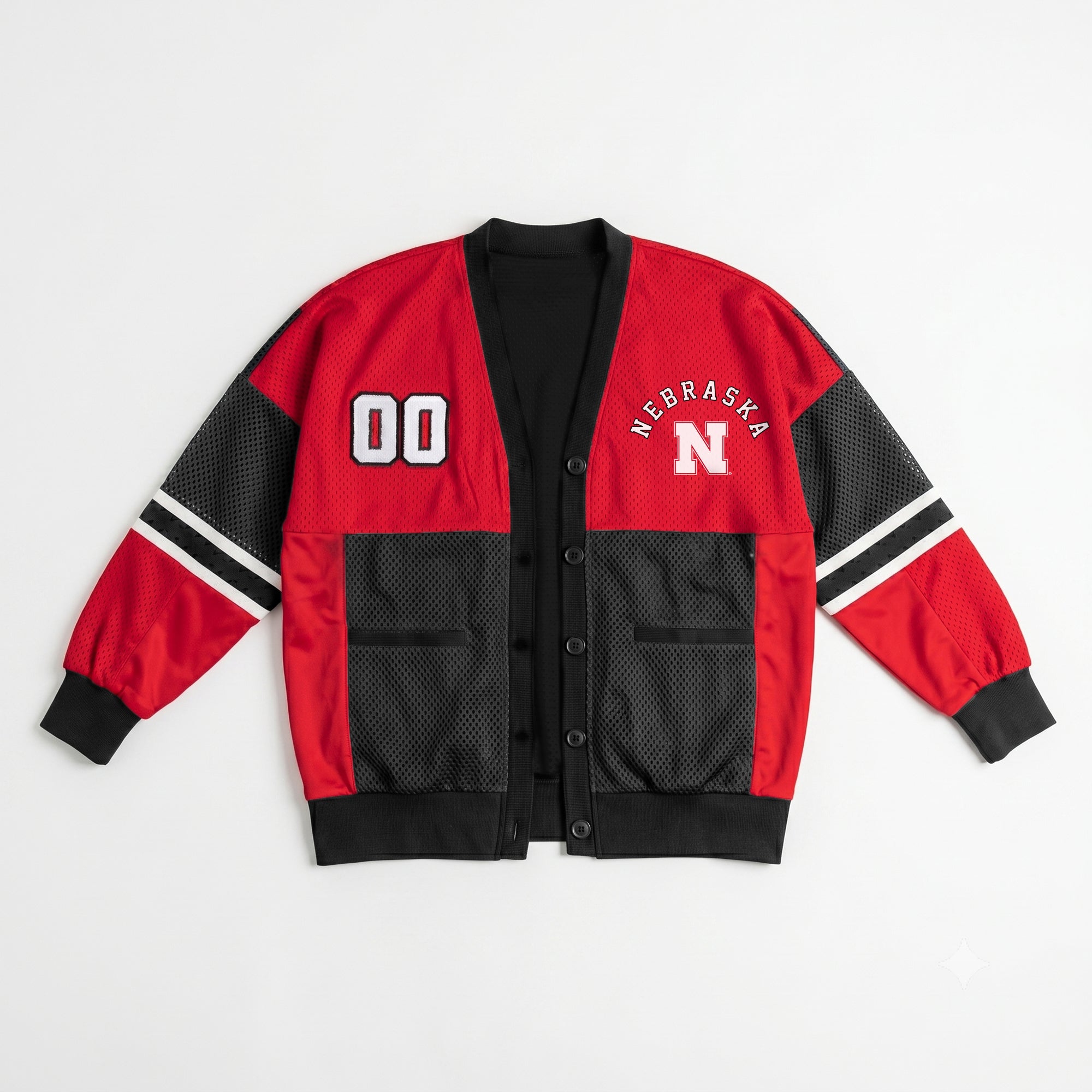 NEBRASKA CORNHUSKERS MVP ERA CONTRAST MESH CARDIGAN