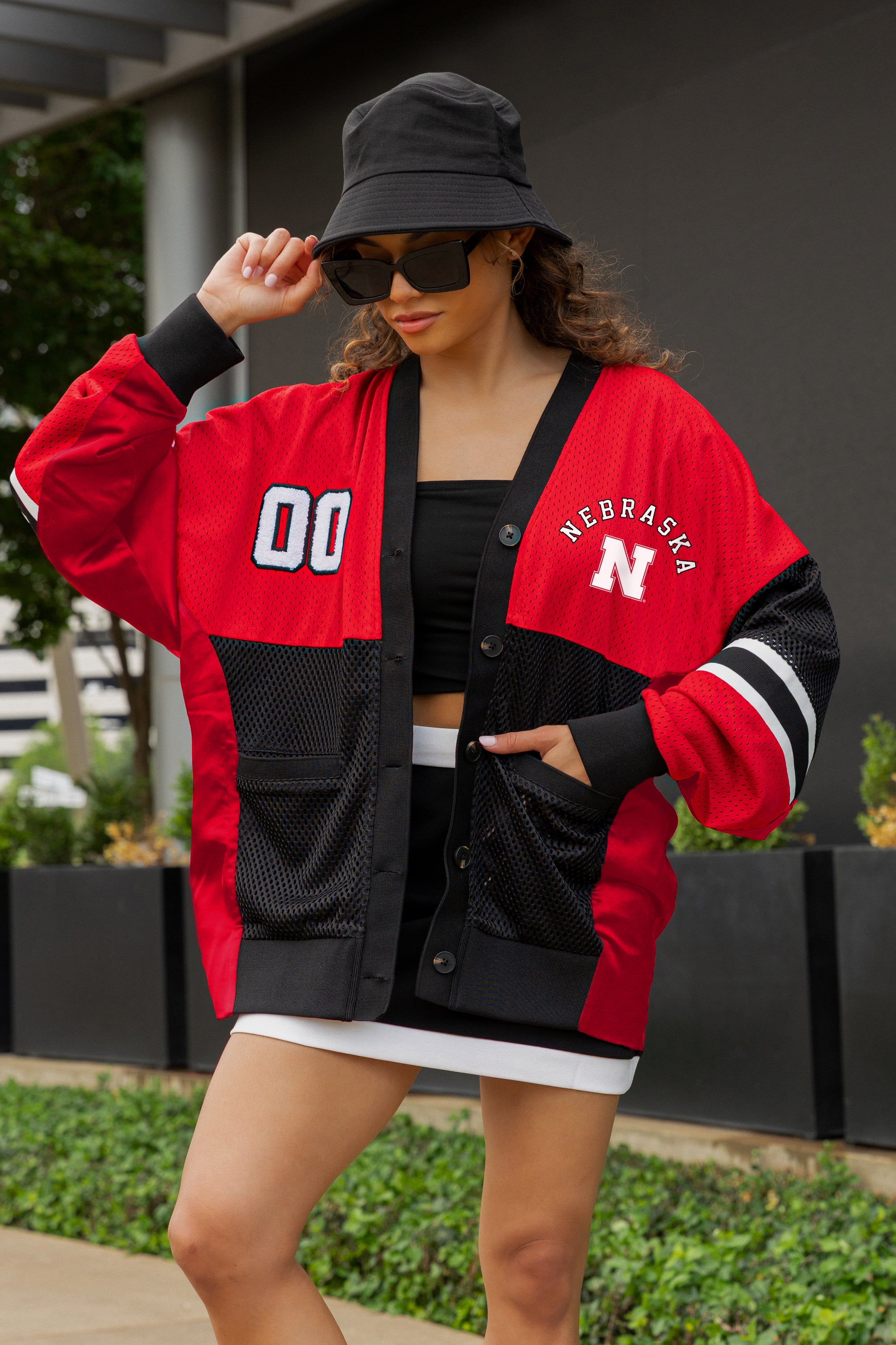 NEBRASKA CORNHUSKERS MVP ERA CONTRAST MESH CARDIGAN