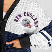 NEW ENGLAND PATRIOTS MVP ERA CONTRAST MESH CARDIGAN