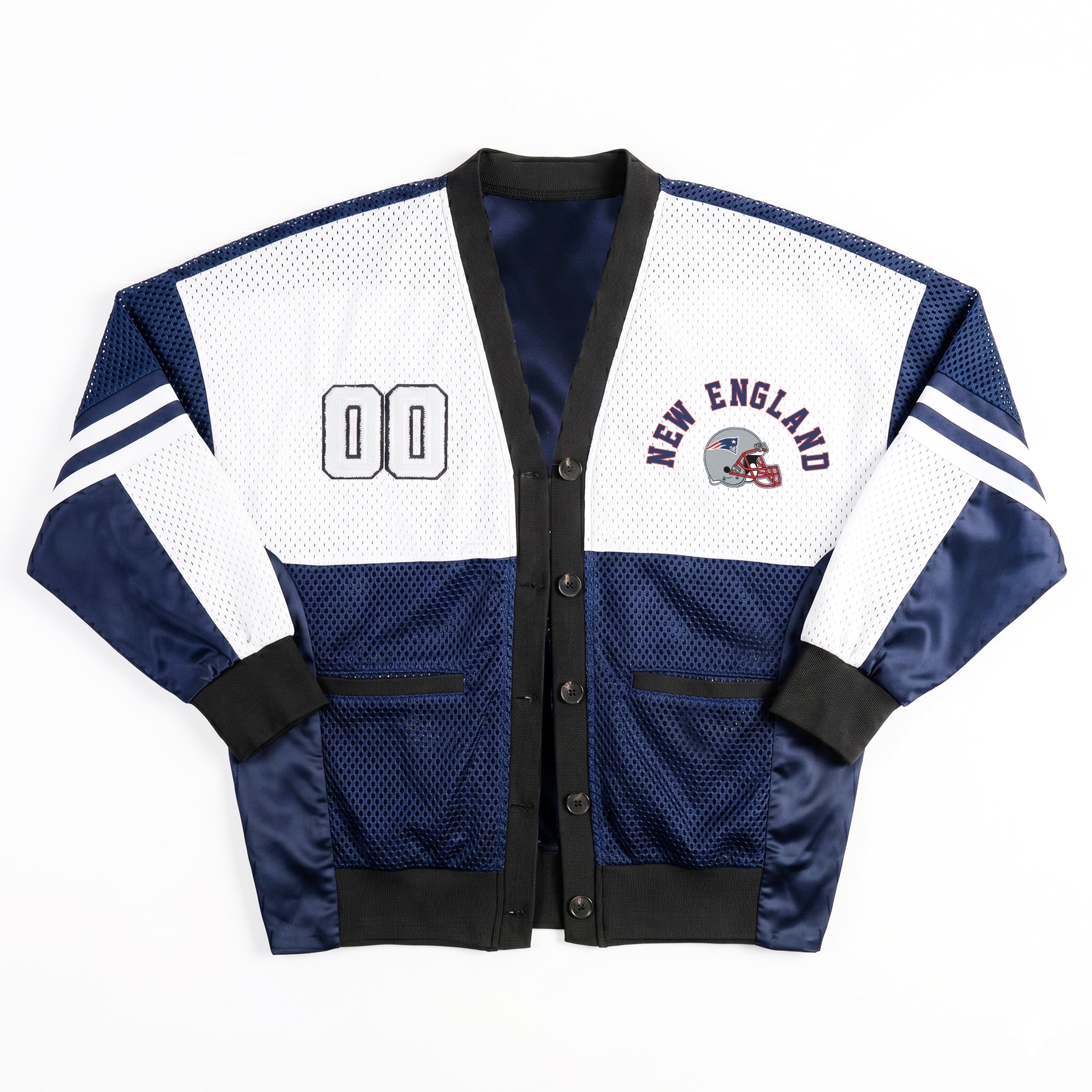 NEW ENGLAND PATRIOTS MVP ERA CONTRAST MESH CARDIGAN