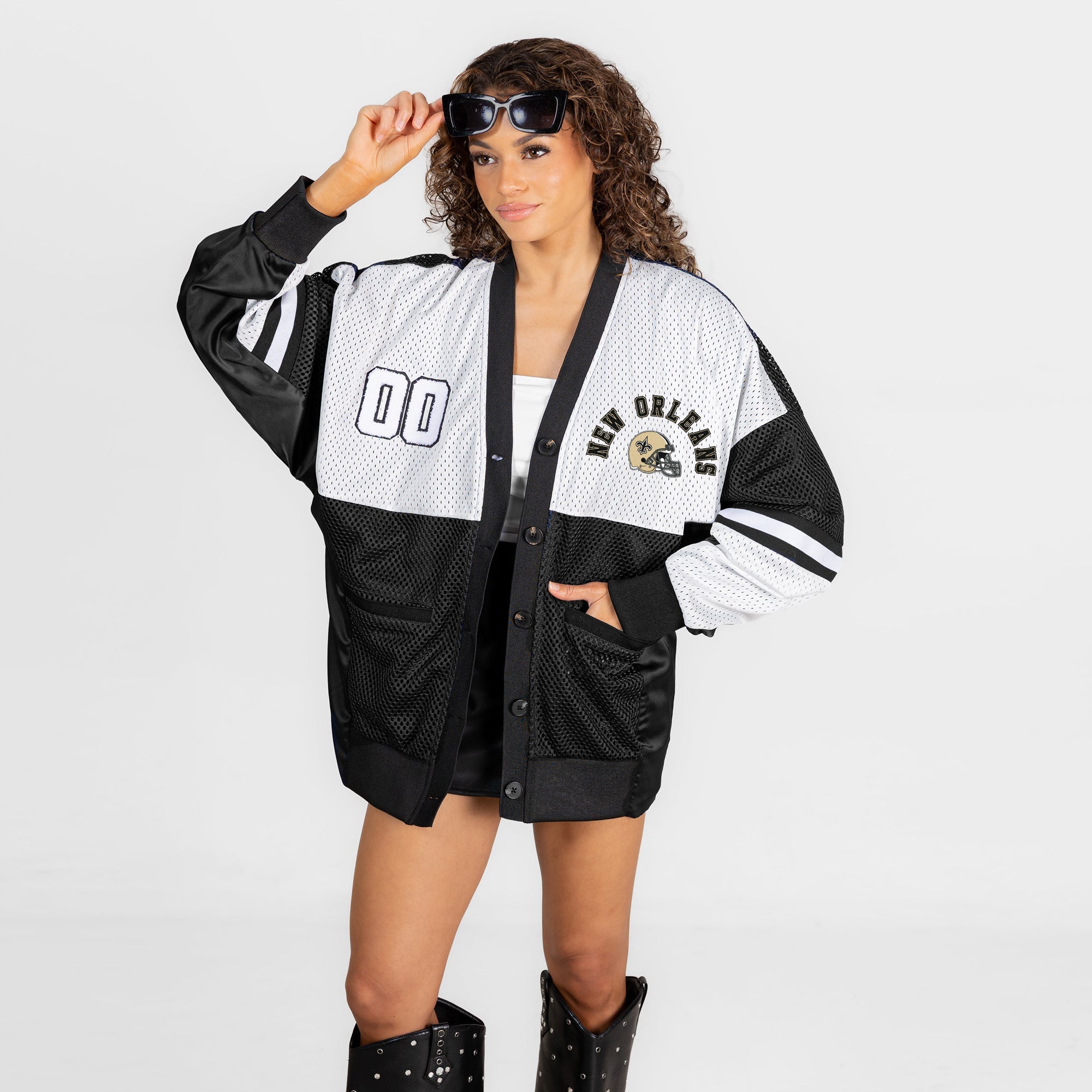 NEW ORLEANS SAINTS MVP ERA CONTRAST MESH CARDIGAN