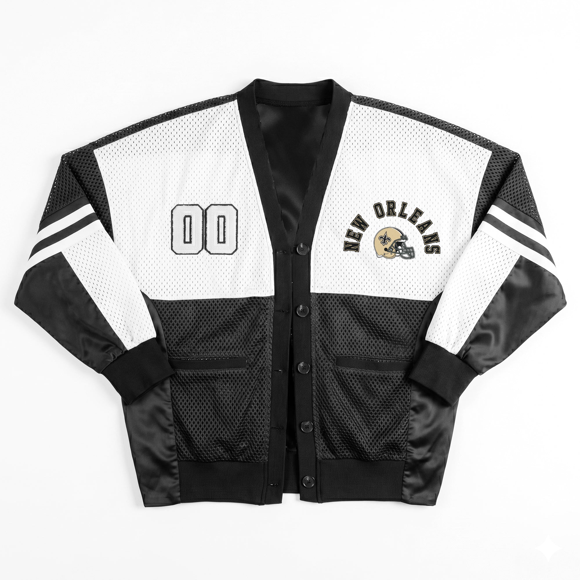 NEW ORLEANS SAINTS MVP ERA CONTRAST MESH CARDIGAN