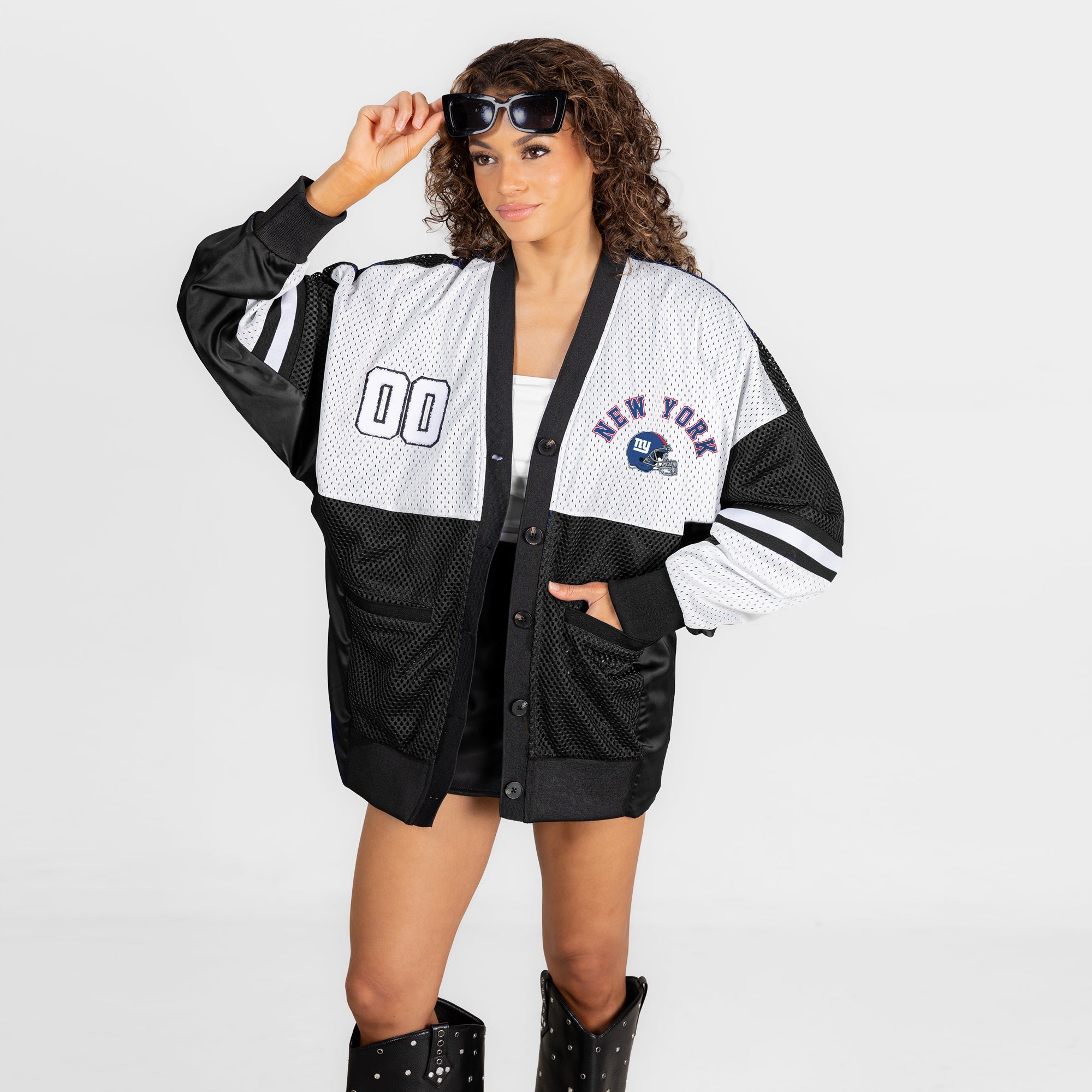 NEW YORK GIANTS MVP ERA CONTRAST MESH CARDIGAN
