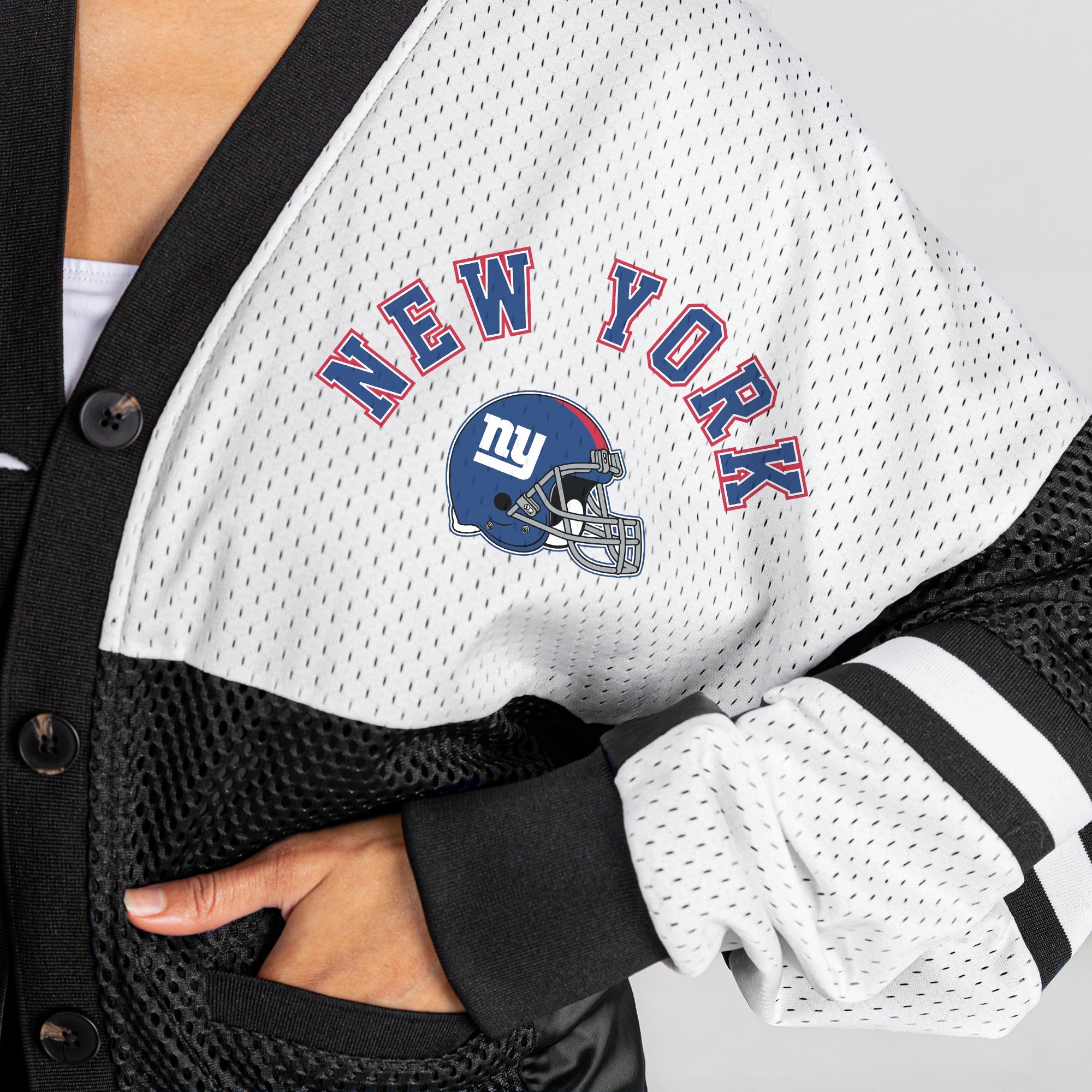 NEW YORK GIANTS MVP ERA CONTRAST MESH CARDIGAN