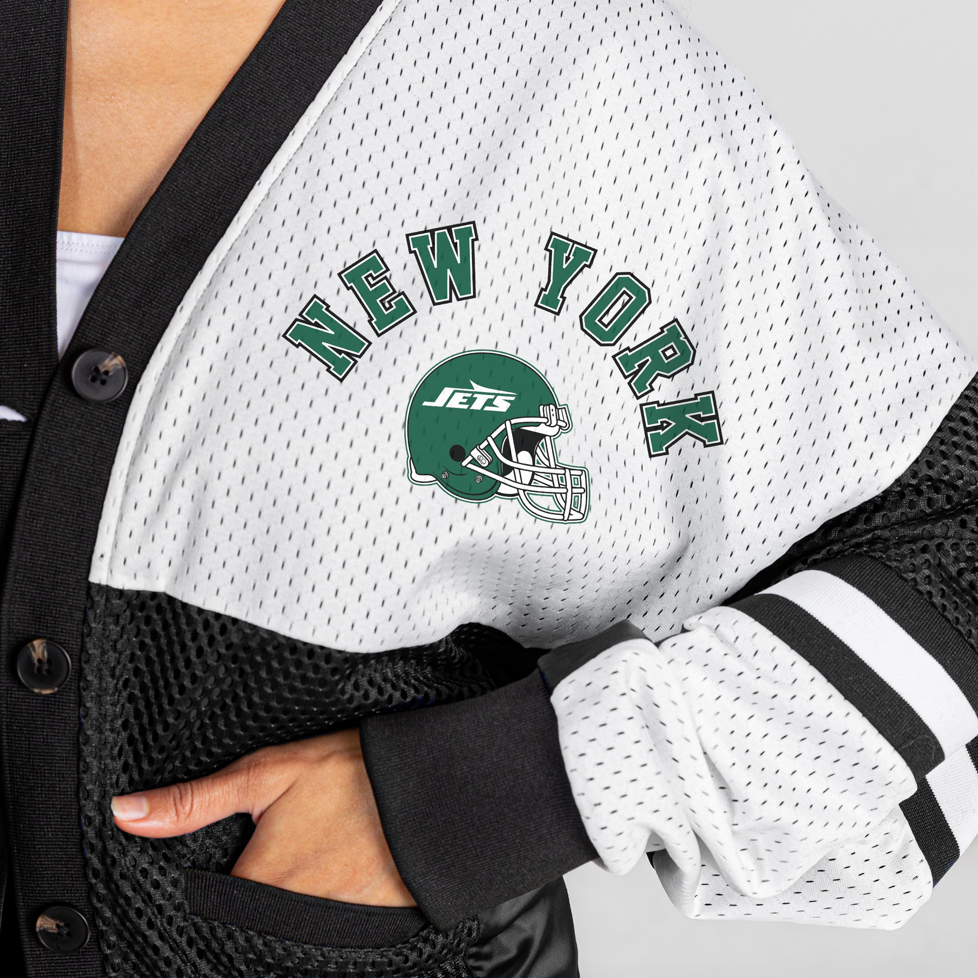 NEW YORK JETS MVP ERA CONTRAST MESH CARDIGAN