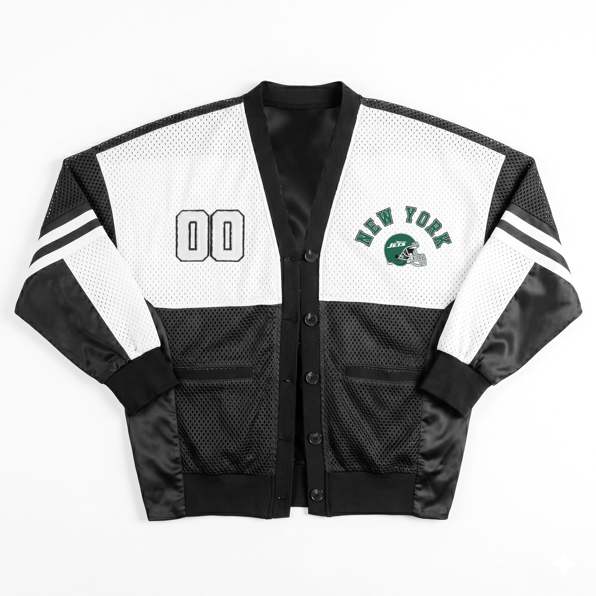 NEW YORK JETS MVP ERA CONTRAST MESH CARDIGAN