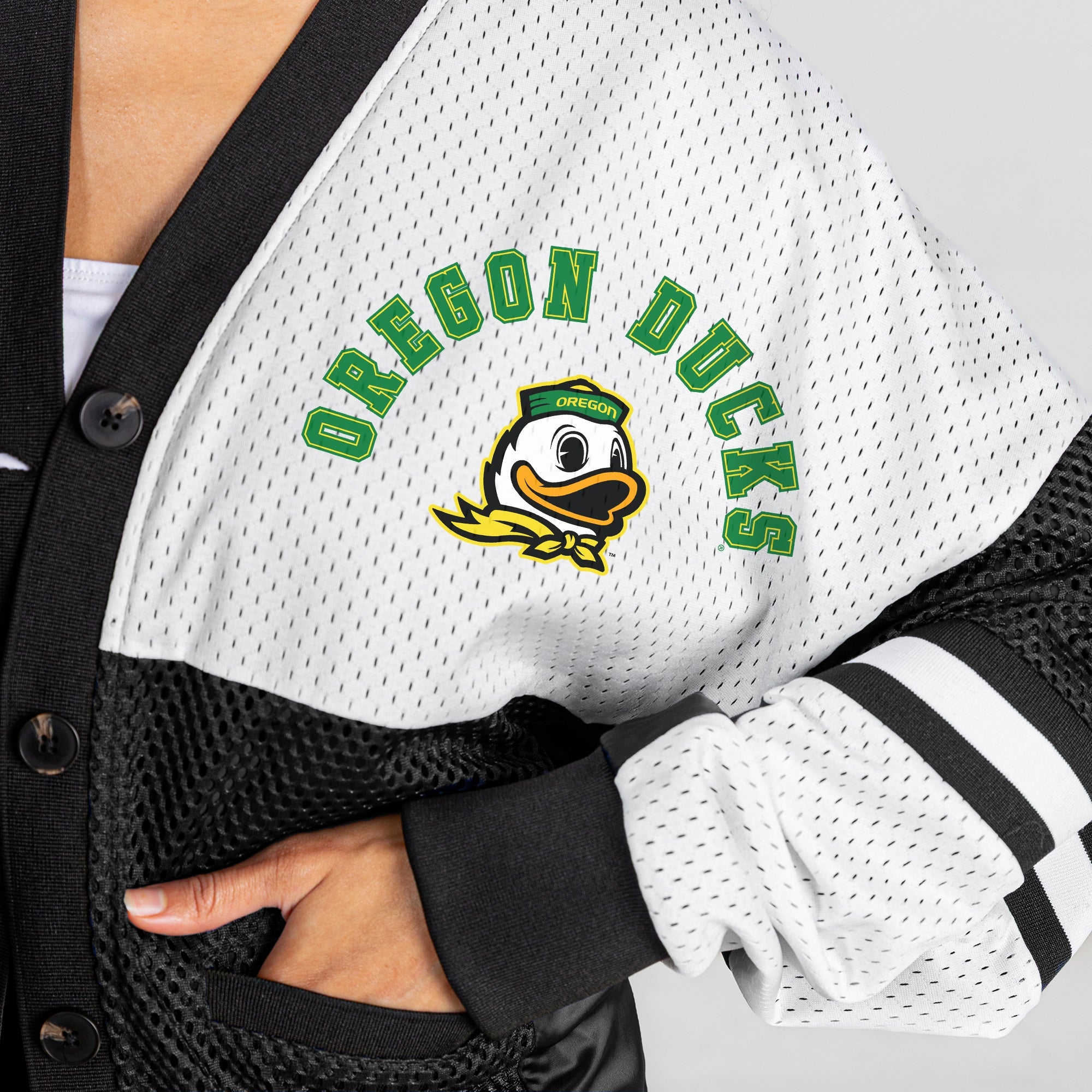 OREGON DUCKS MVP ERA CONTRAST MESH CARDIGAN