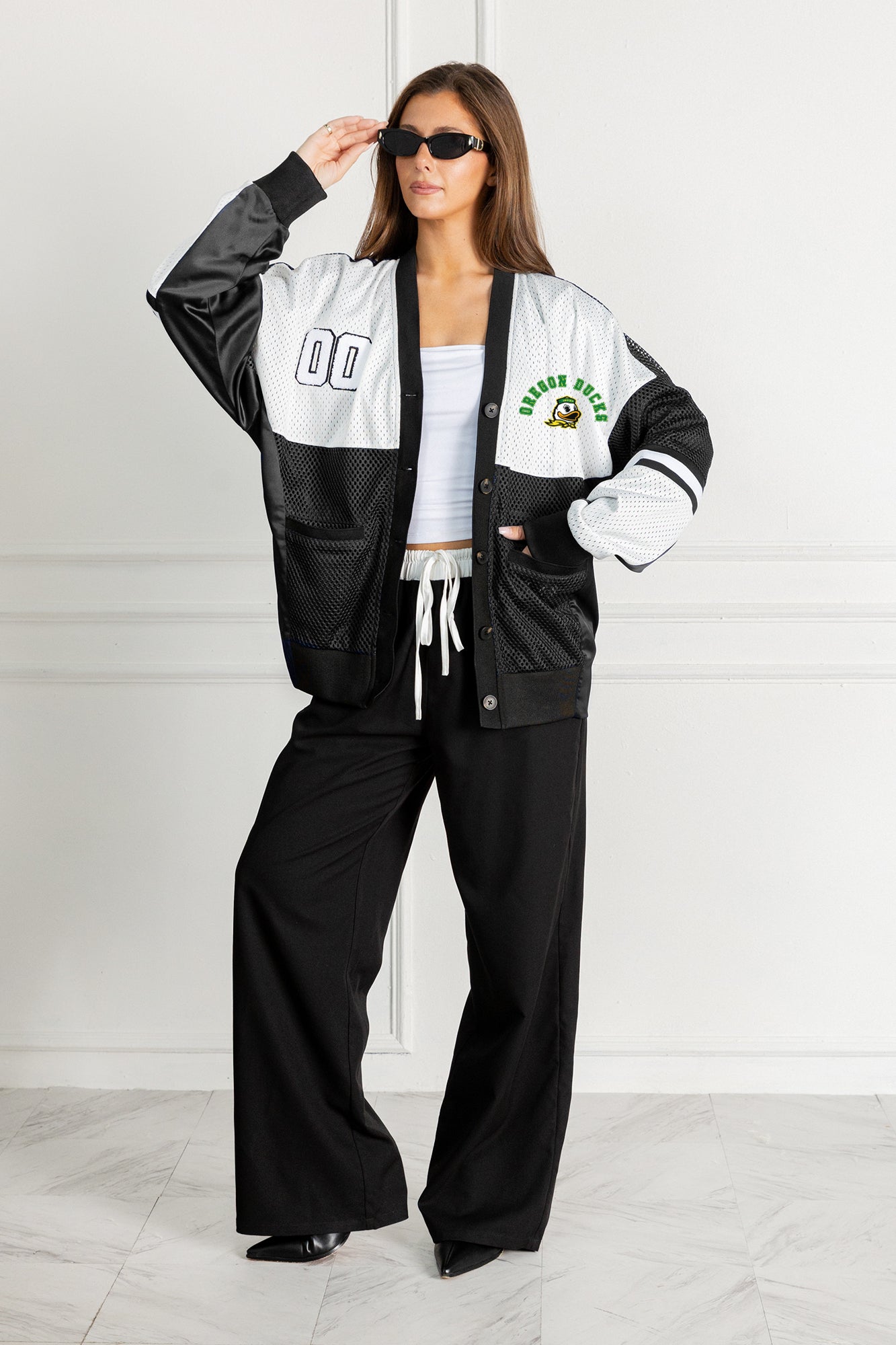 OREGON DUCKS MVP ERA CONTRAST MESH CARDIGAN