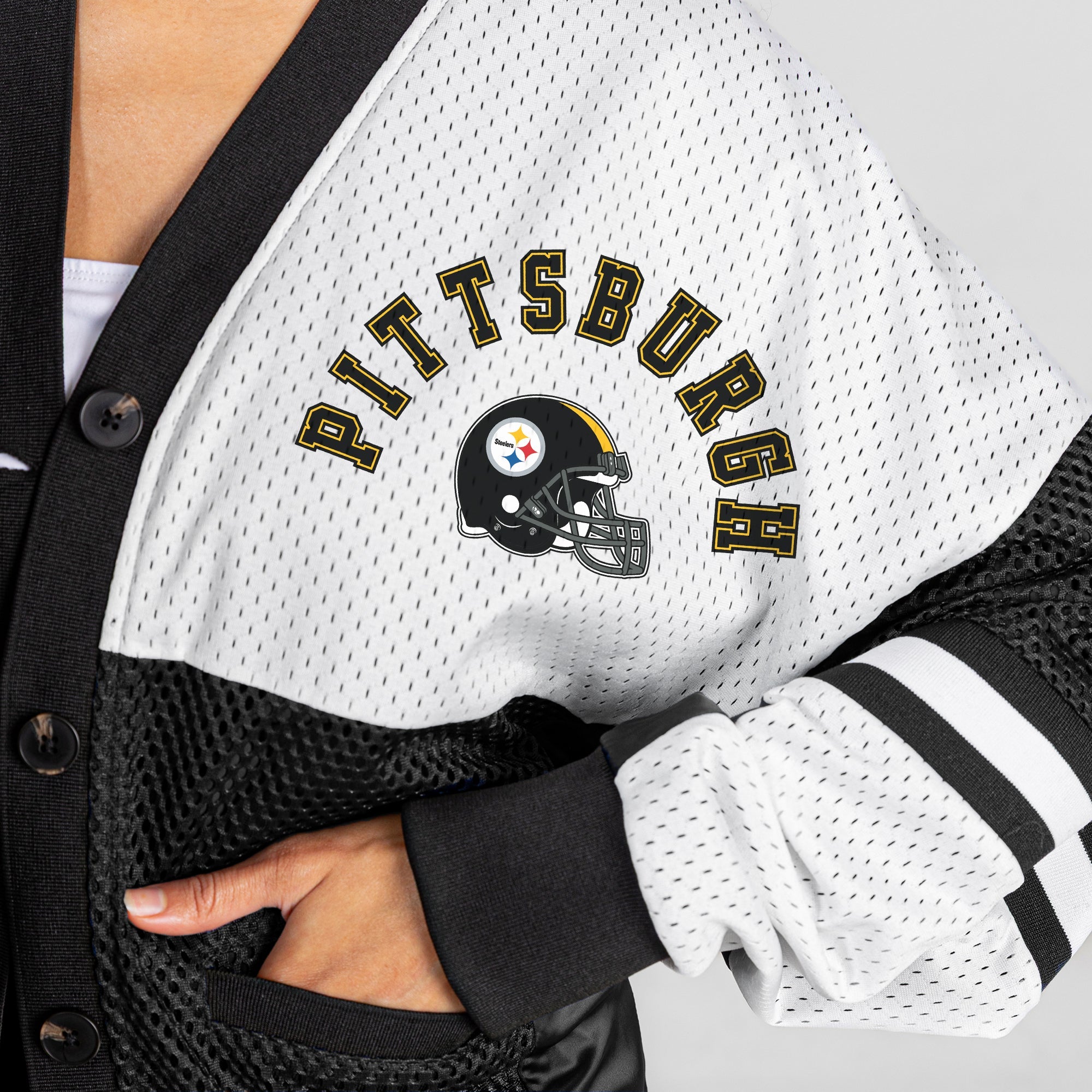 PITTSBURGH STEELERS MVP ERA CONTRAST MESH CARDIGAN