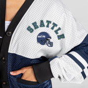 SEATTLE SEAHAWKS MVP ERA CONTRAST MESH CARDIGAN