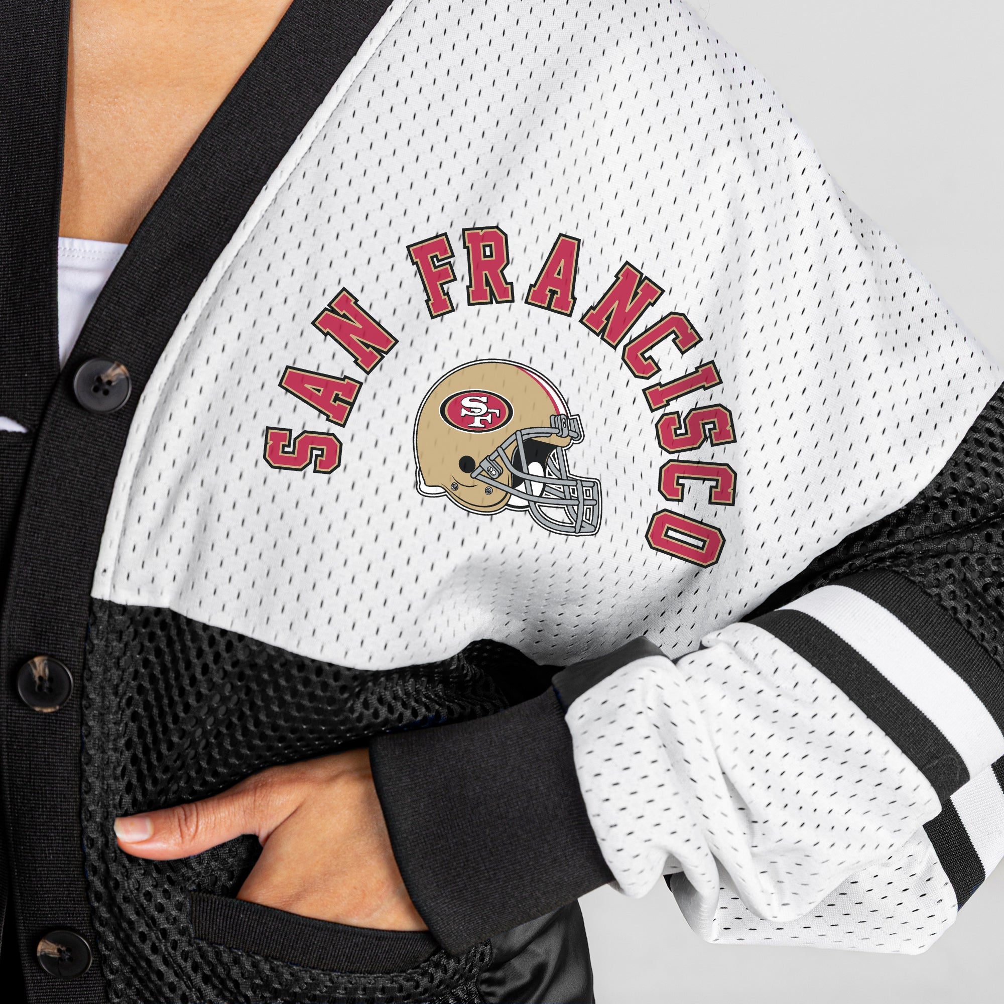 SAN FRANCISCO 49ERS MVP ERA CONTRAST MESH CARDIGAN