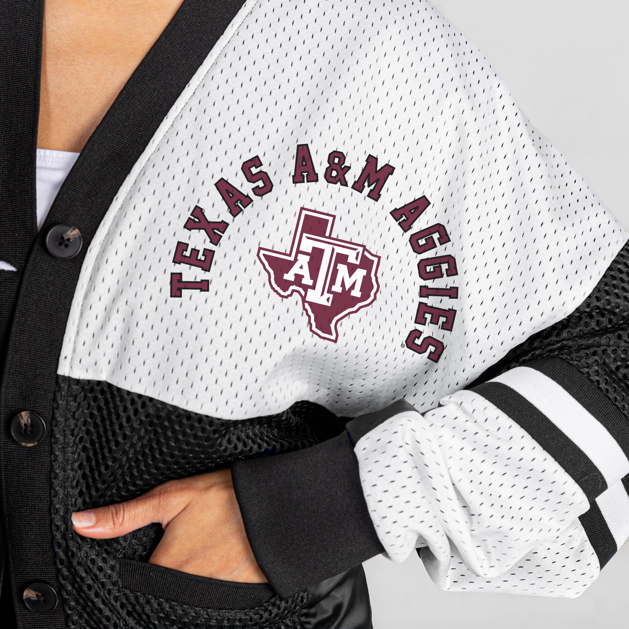 TEXAS A&M AGGIES MVP ERA CONTRAST MESH CARDIGAN