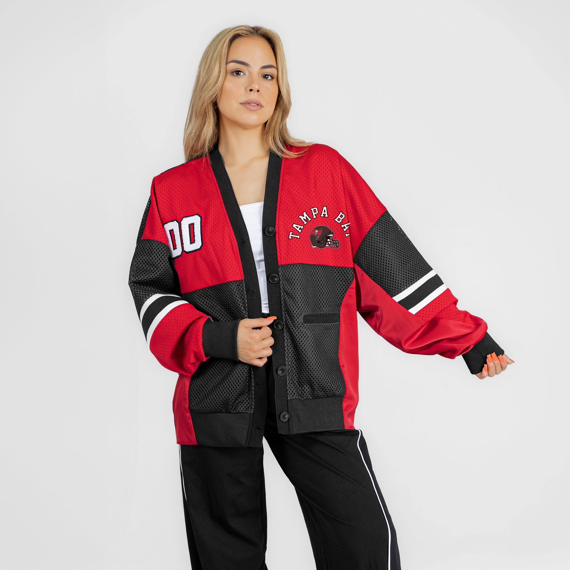 TAMPA BAY BUCCANEERS MVP ERA CONTRAST MESH CARDIGAN