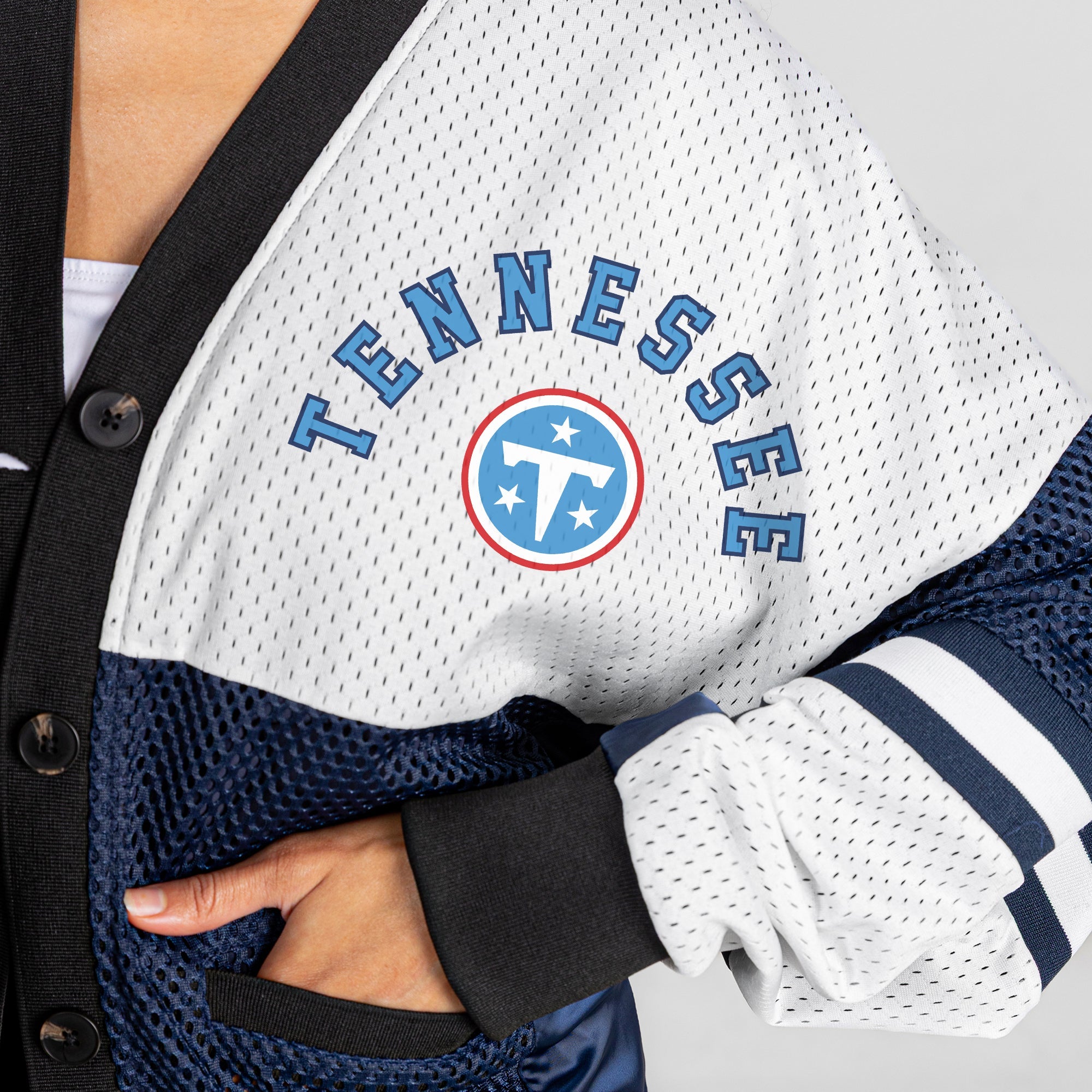 TENNESSEE TITANS MVP ERA CONTRAST MESH CARDIGAN
