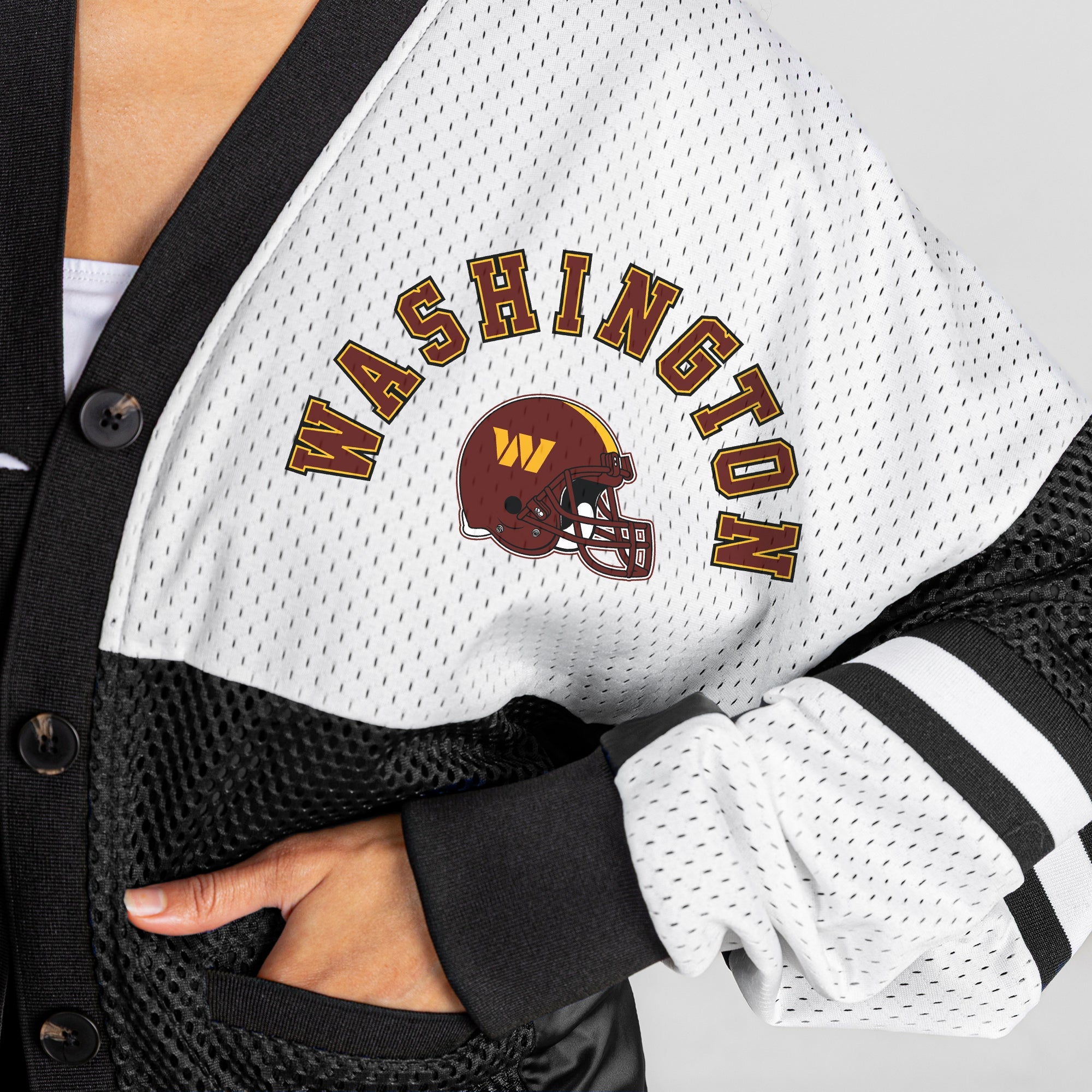 WASHINGTON COMMANDERS MVP ERA CONTRAST MESH CARDIGAN