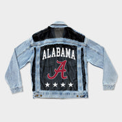 ALABAMA CRIMSON TIDE RULE BREAKER DISTRESSED MESH DENIM JACKET