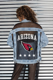 ARIZONA CARDINALS RULE BREAKER DISTRESSED MESH DENIM JACKET