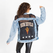 ARIZONA STATE SUN DEVILS RULE BREAKER DISTRESSED MESH DENIM JACKET