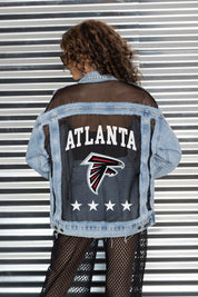 ATLANTA FALCONS RULE BREAKER DISTRESSED MESH DENIM JACKET